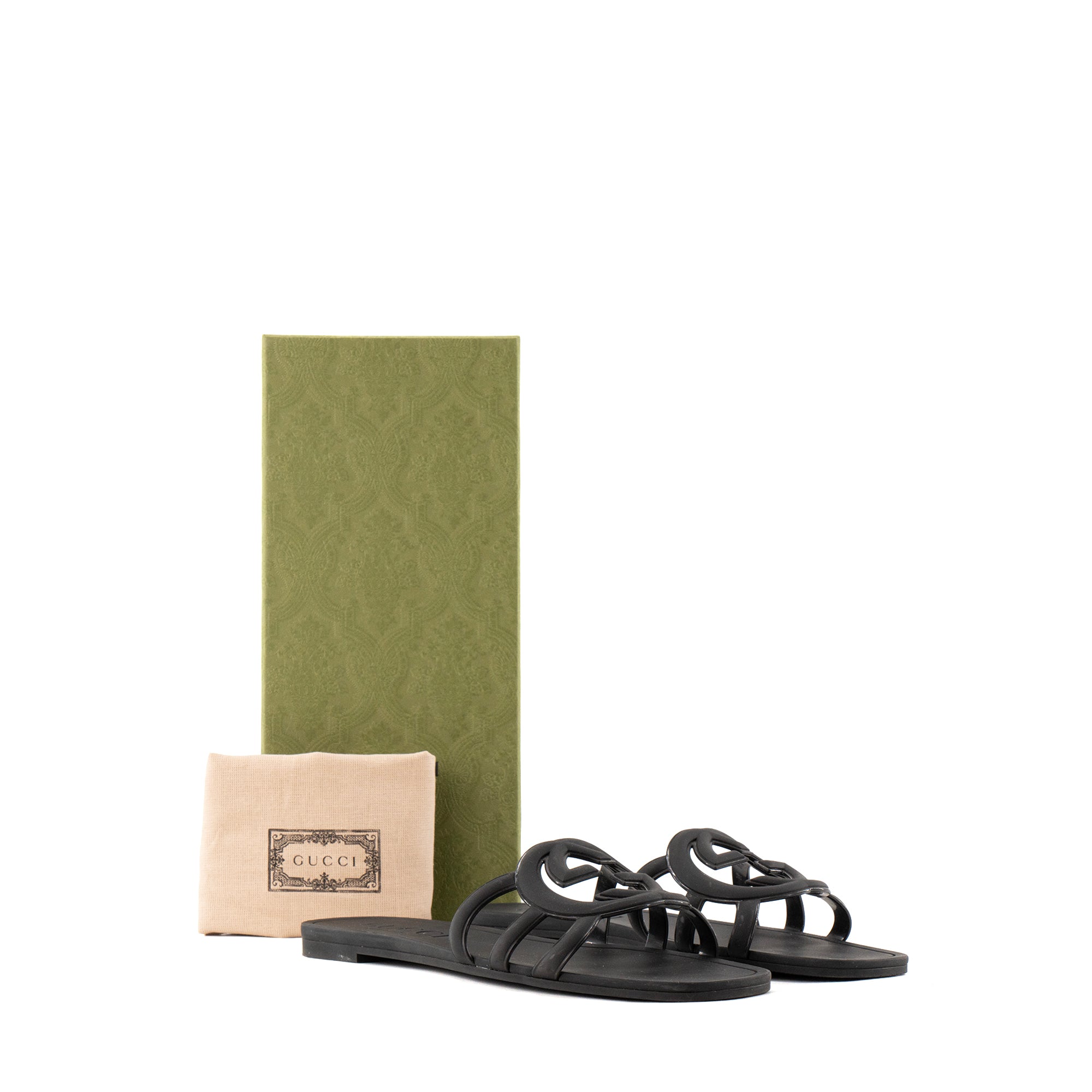 GUCCI - Sandales GG Gucci en caoutchouc noir (T39)