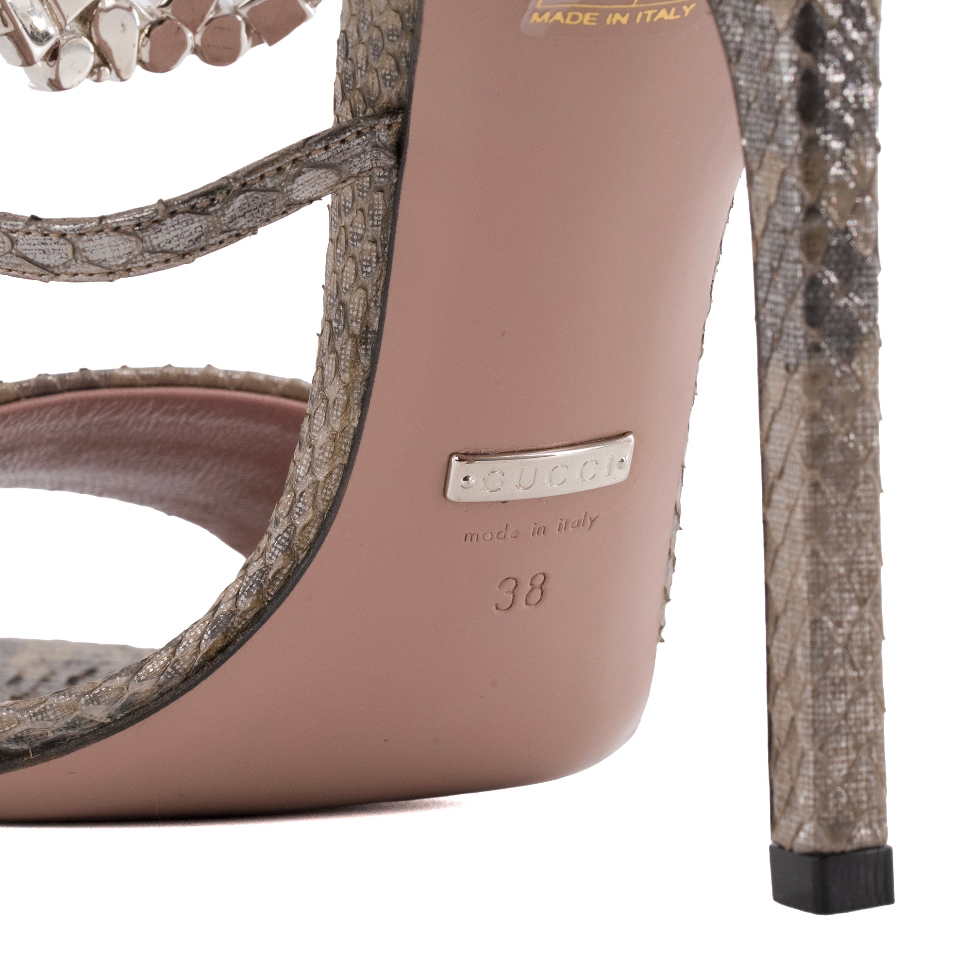 GUCCI - Sandales Gucci en cuir exotique python mordoré (T38)