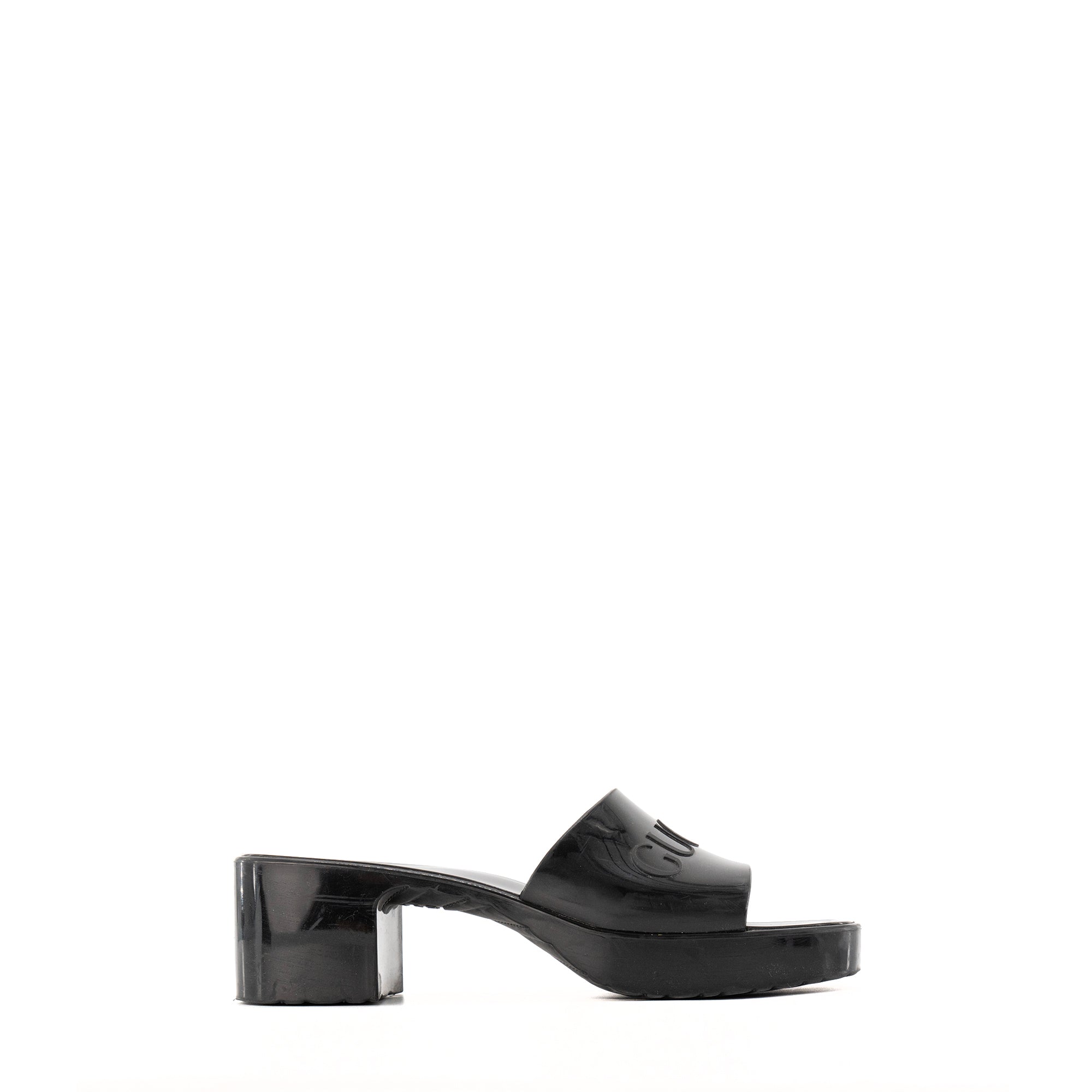 GUCCI - Sandales Rubber Gucci en caoutchouc noir (T37)