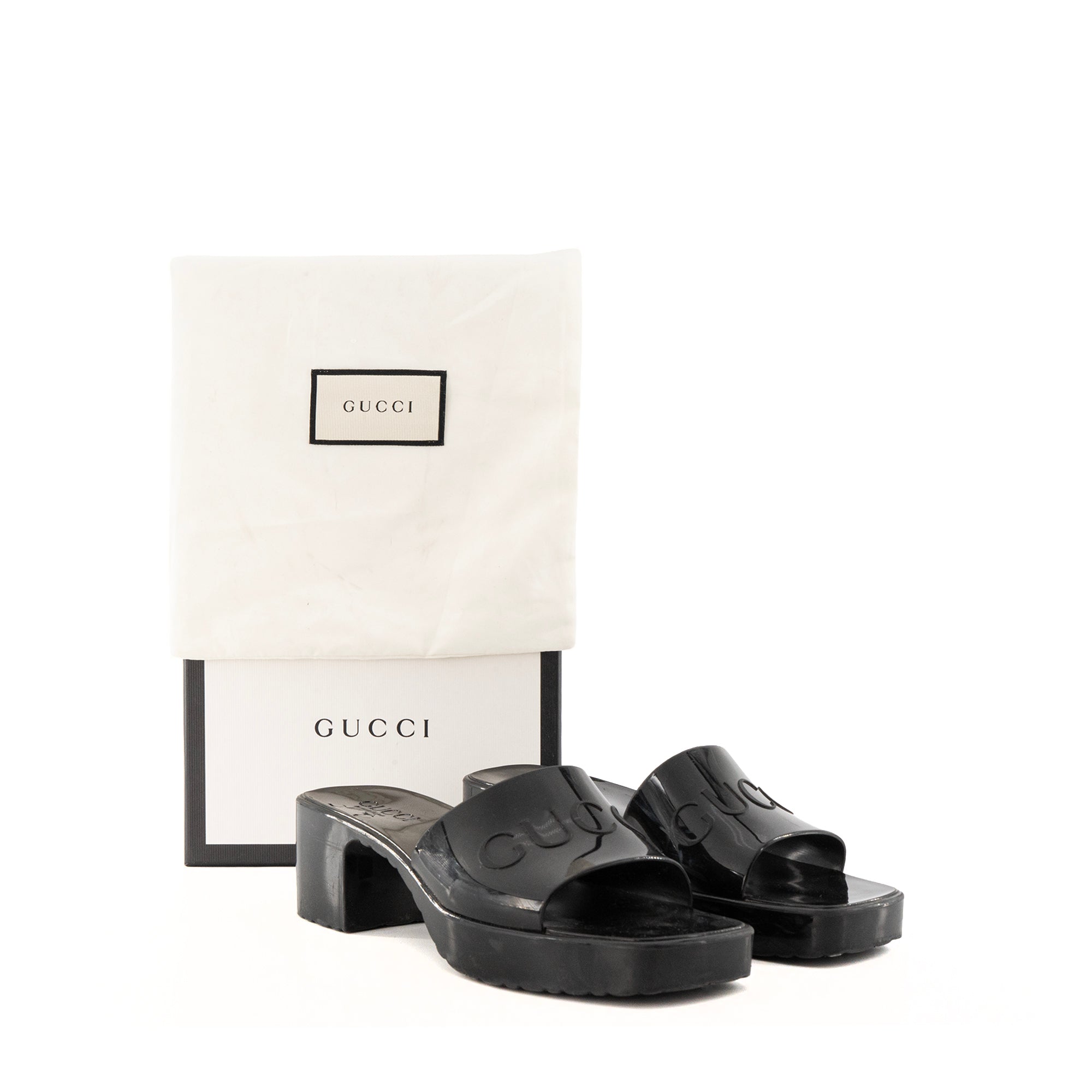 GUCCI - Sandales Rubber Gucci en caoutchouc noir (T37)