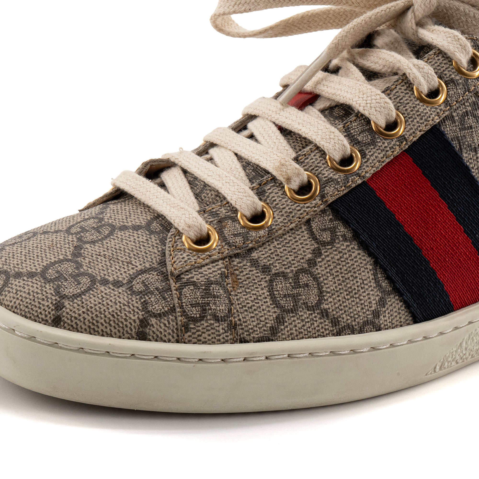 GUCCI - Sneakers Ace Gucci en toile enduite monogrammée (T35)