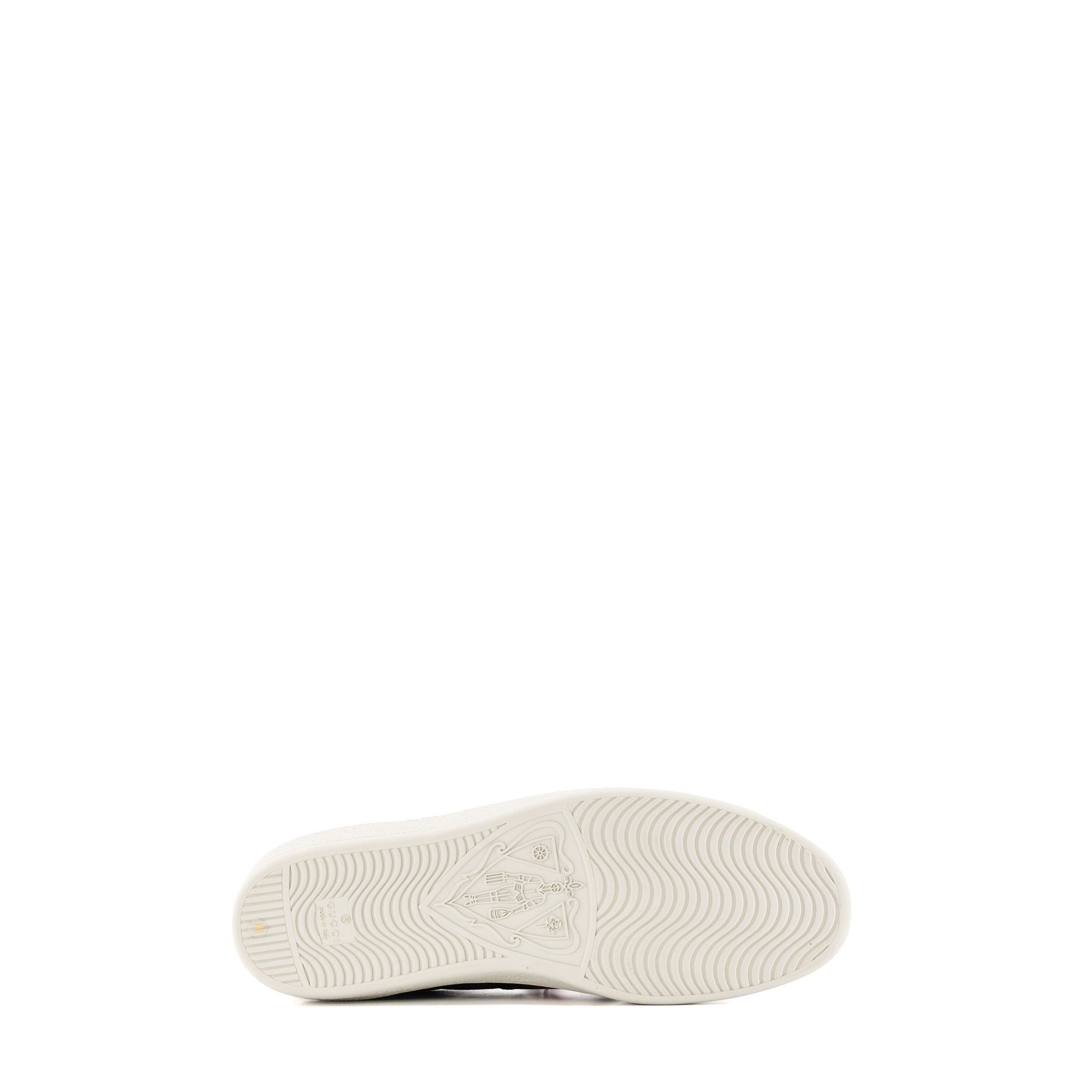 GUCCI - Sneakers Ace Gucci en toile enduite monogrammée noire et grise et bande Web (T45,5)