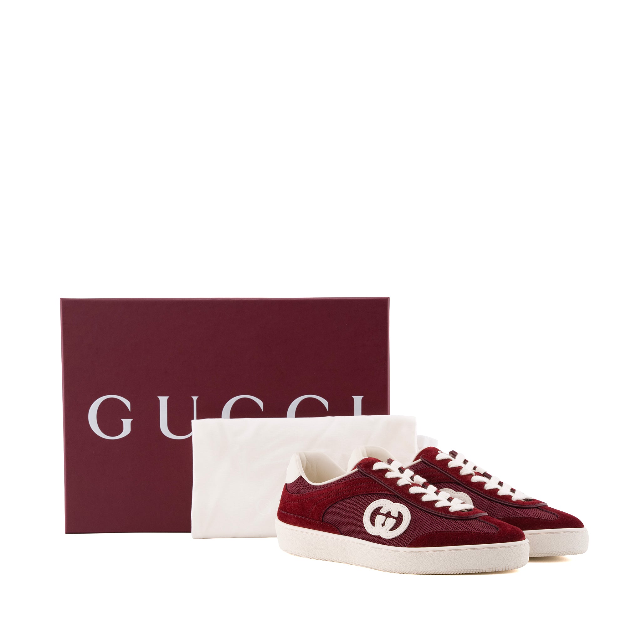 GUCCI - Sneakers G75 Gucci en daim bordeaux (T36.5)