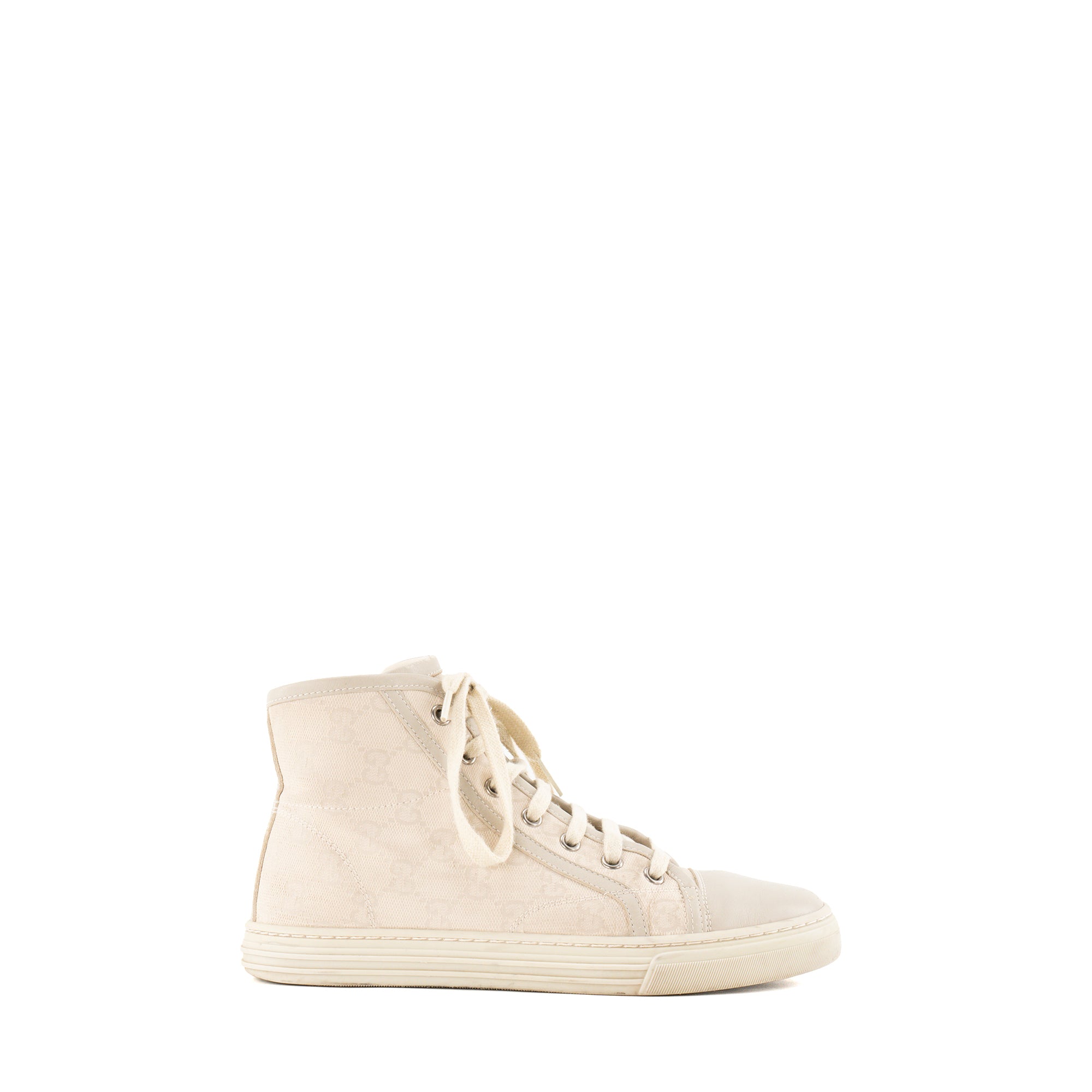 GUCCI - Sneakers montantes Gucci en toile GG Supreme beige (T36)
