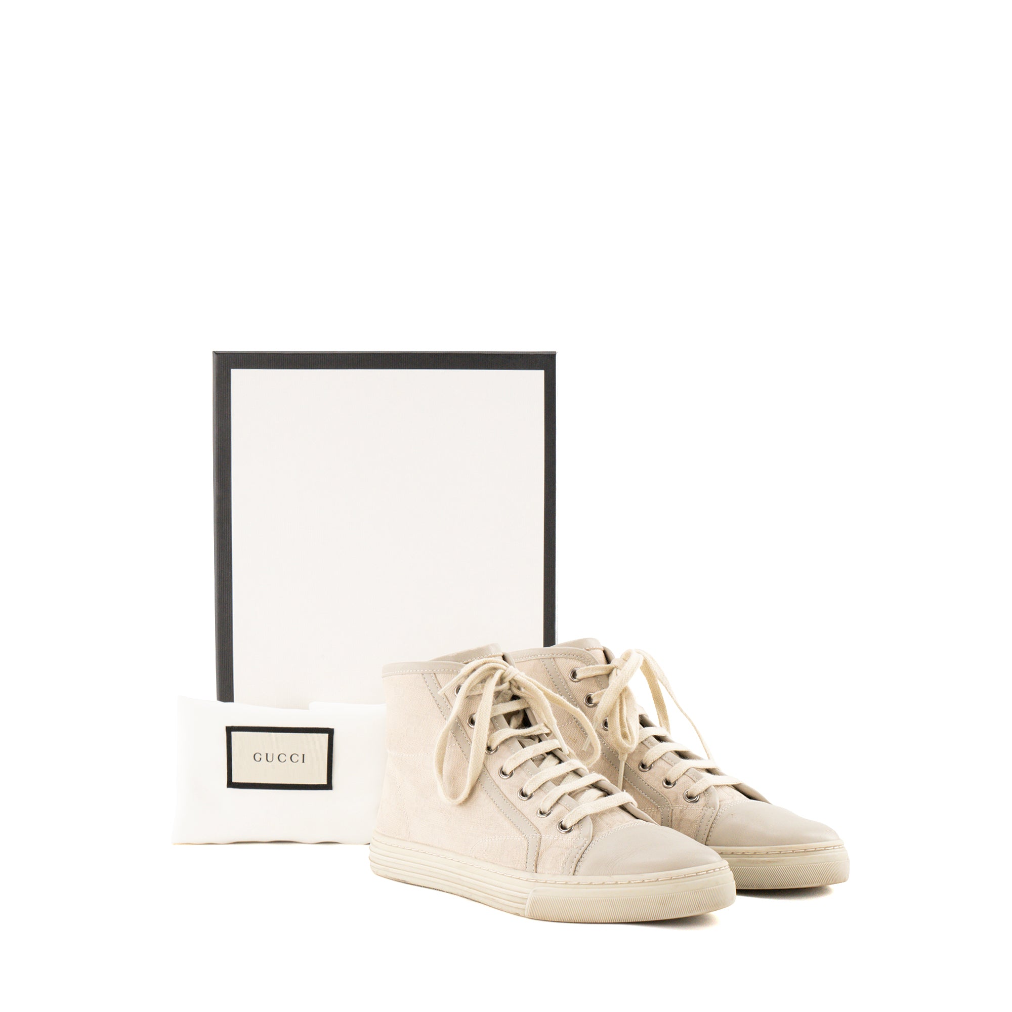 GUCCI - Sneakers montantes Gucci en toile GG Supreme beige (T36)
