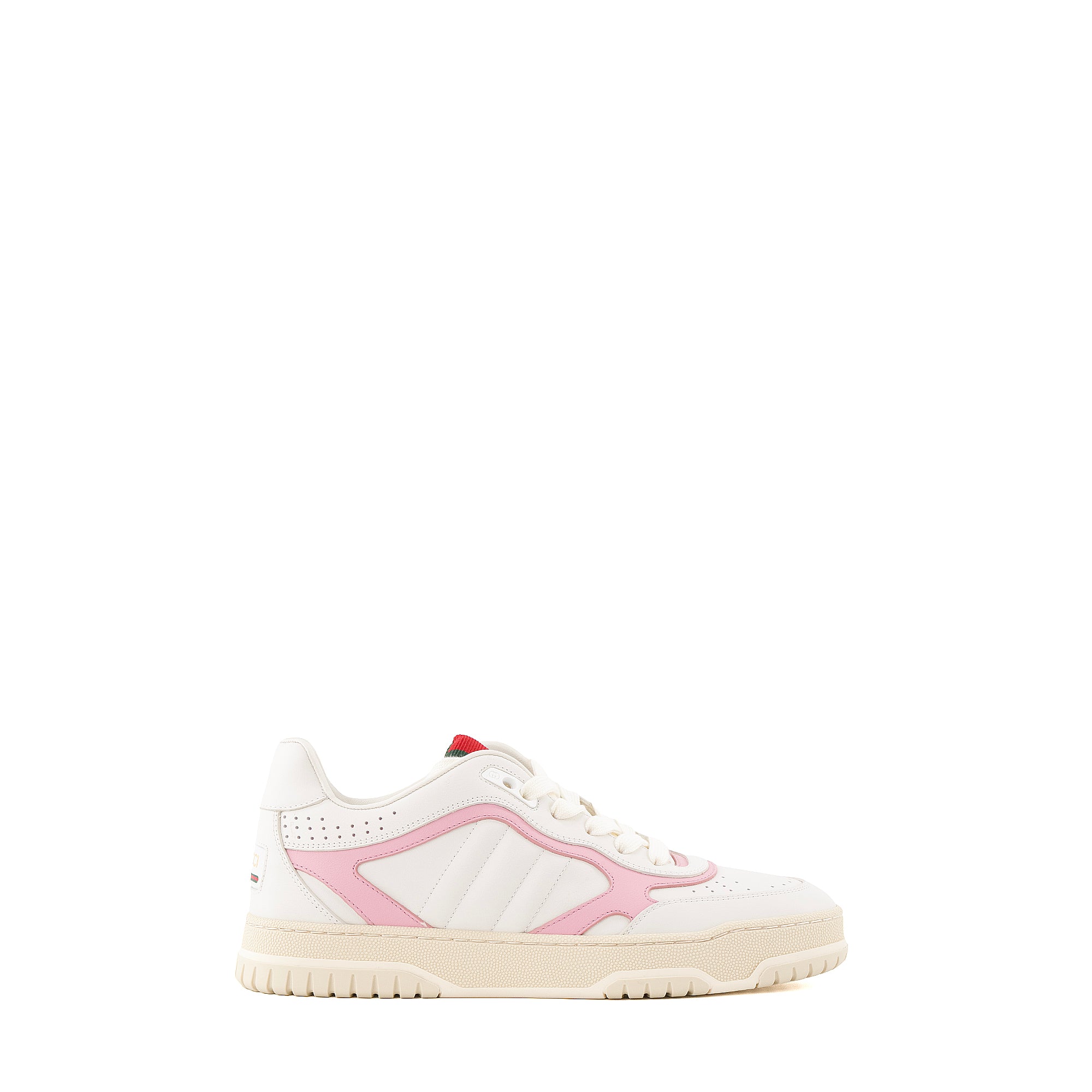 GUCCI - Sneakers Re-Web Gucci en cuir blanc et rose (T38)