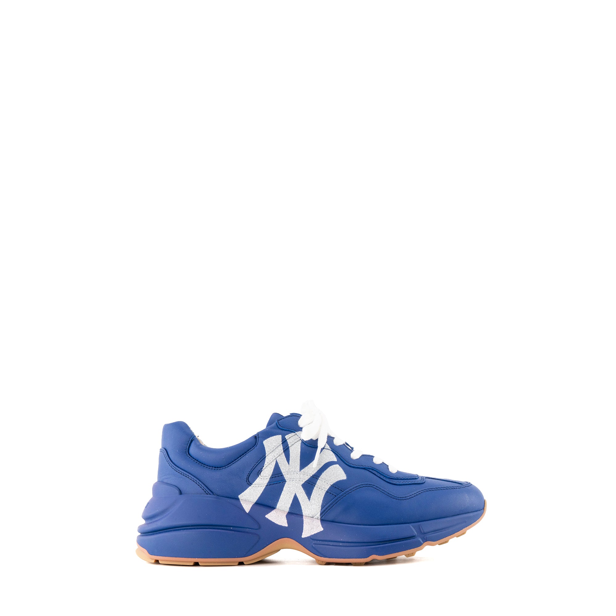 GUCCI - Sneakers Rhyton NY Yankees Gucci en cuir lisse bleu (T40)