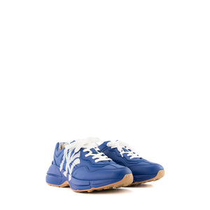 GUCCI - Sneakers Rhyton NY Yankees Gucci en cuir lisse bleu (T40)