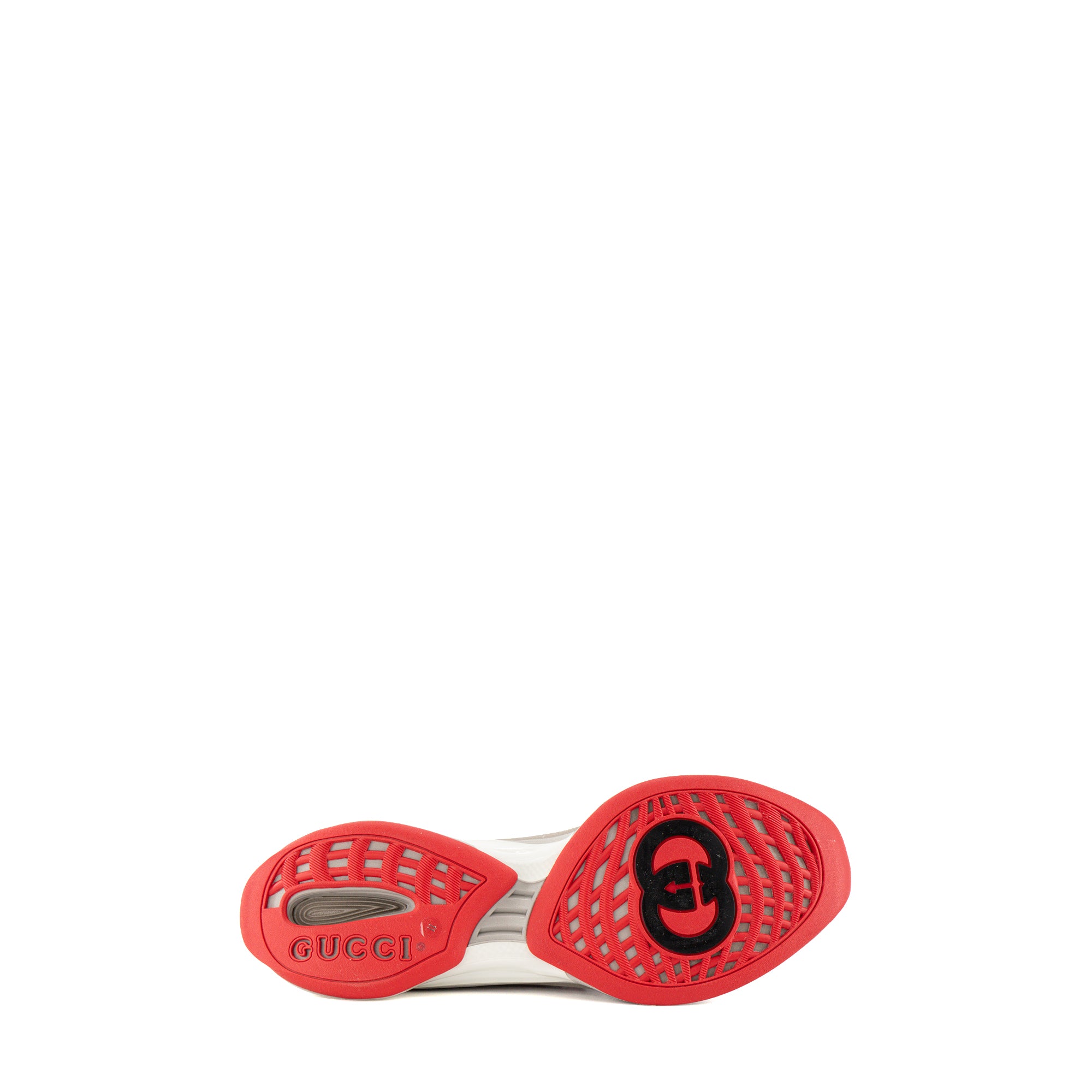 GUCCI - Sneakers Run Gucci en toile monogrammée rouge et noire (T45)