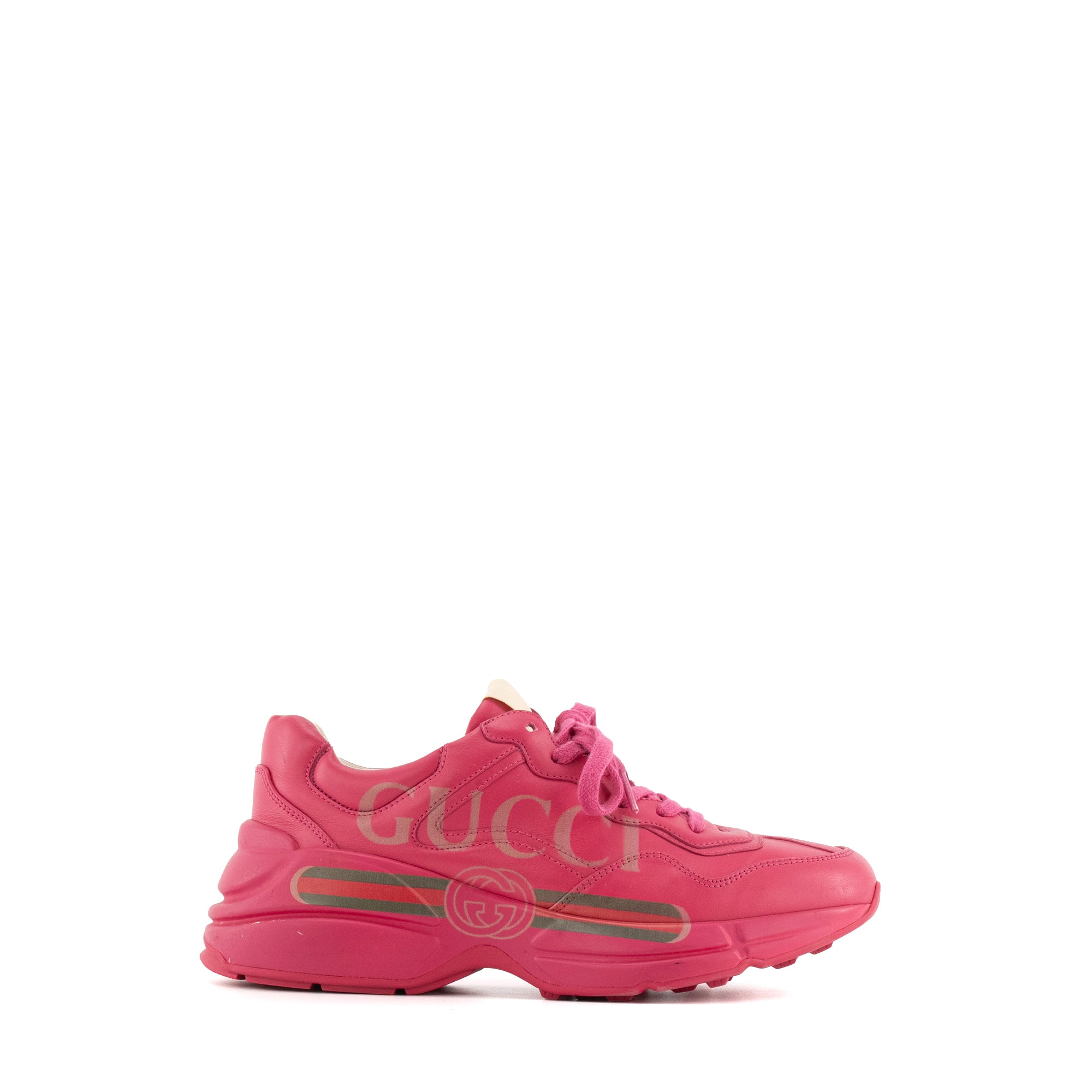GUCCI - Sneakers Rhyton Gucci en cuir rose (T37)