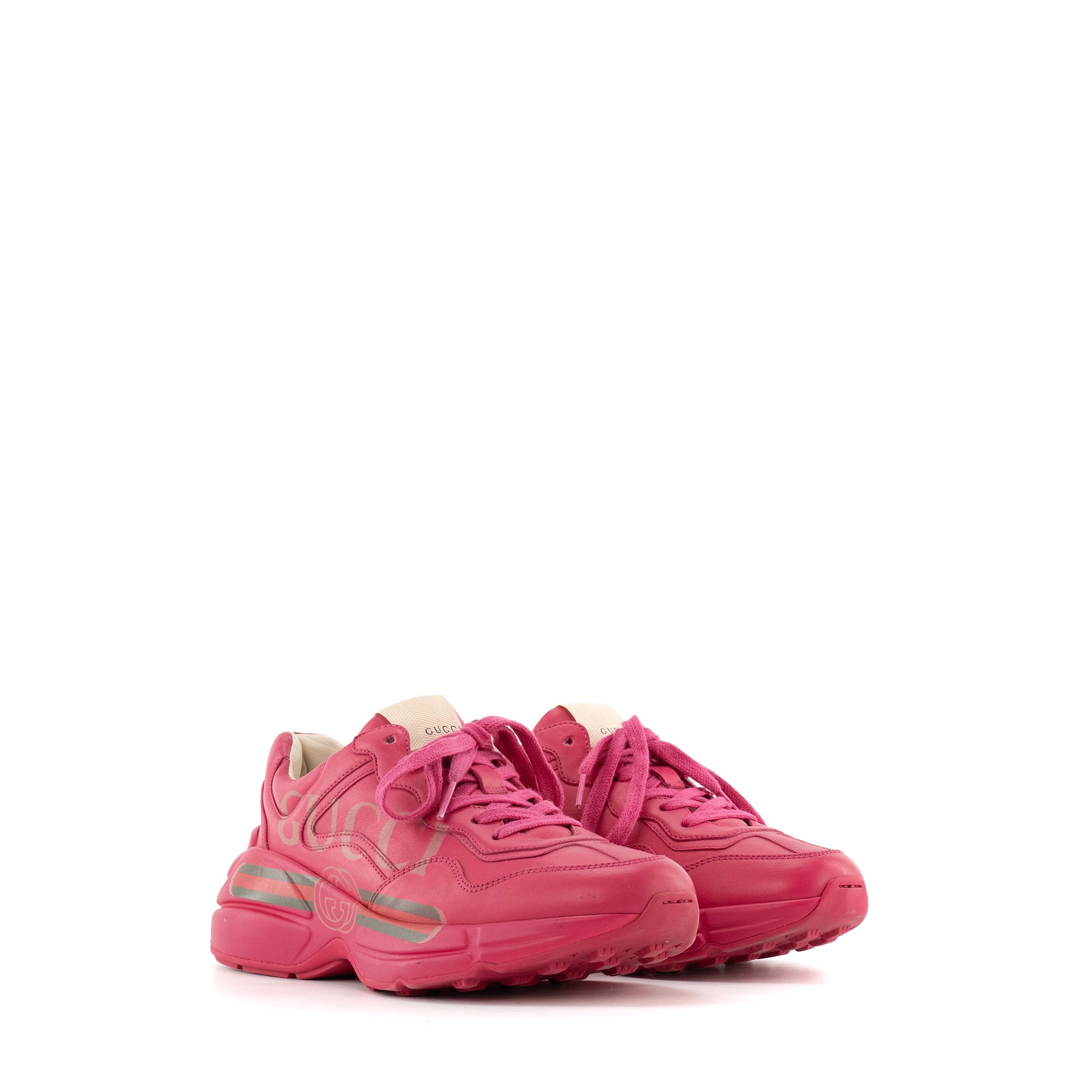 GUCCI - Sneakers Rhyton Gucci en cuir rose (T37)