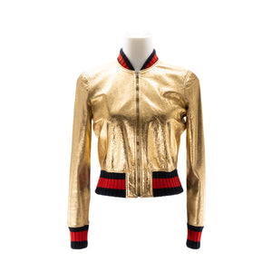 GUCCI - Veste Bomber Gucci en cuir doré (T38)