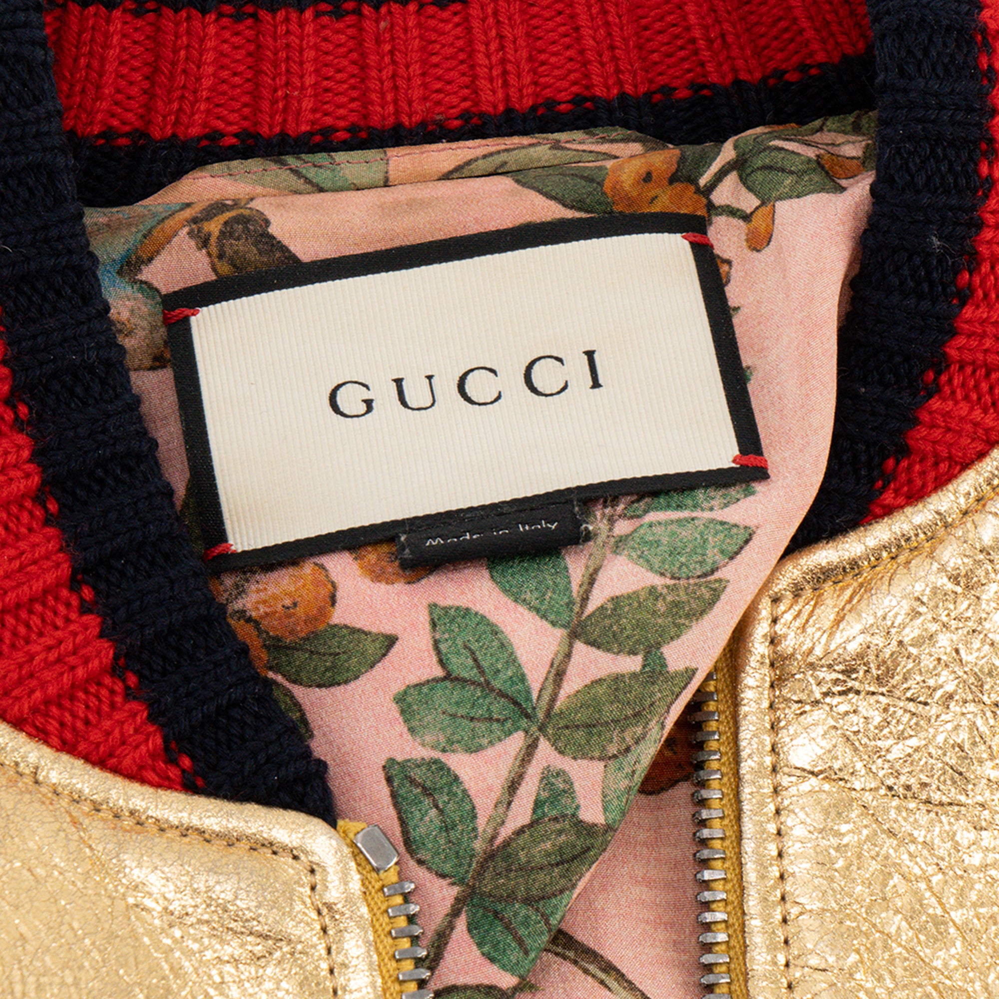 GUCCI - Veste Bomber Gucci en cuir doré (T38)