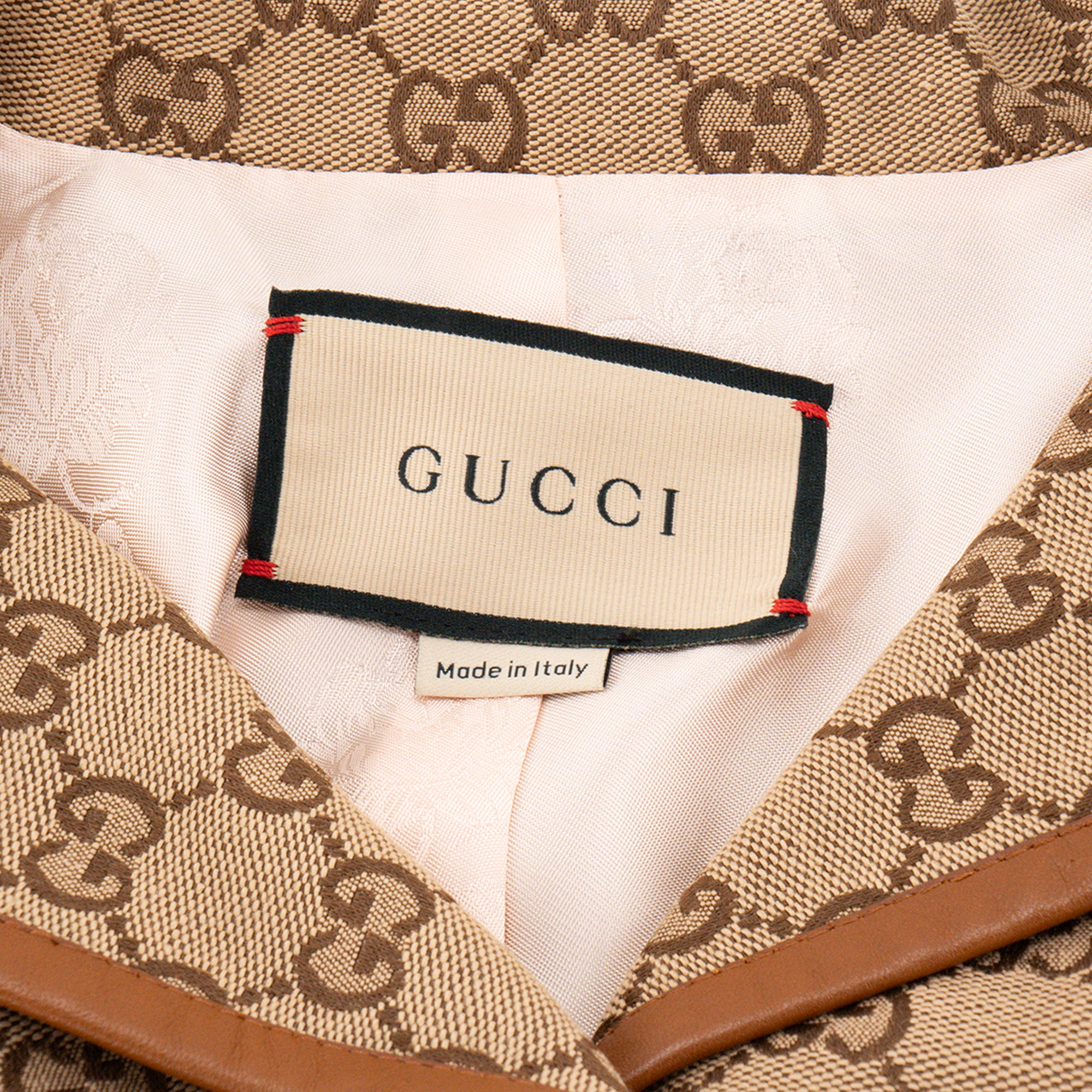 GUCCI - Veste longue Horsebit Gucci en cuir et toile monogrammée (T38)