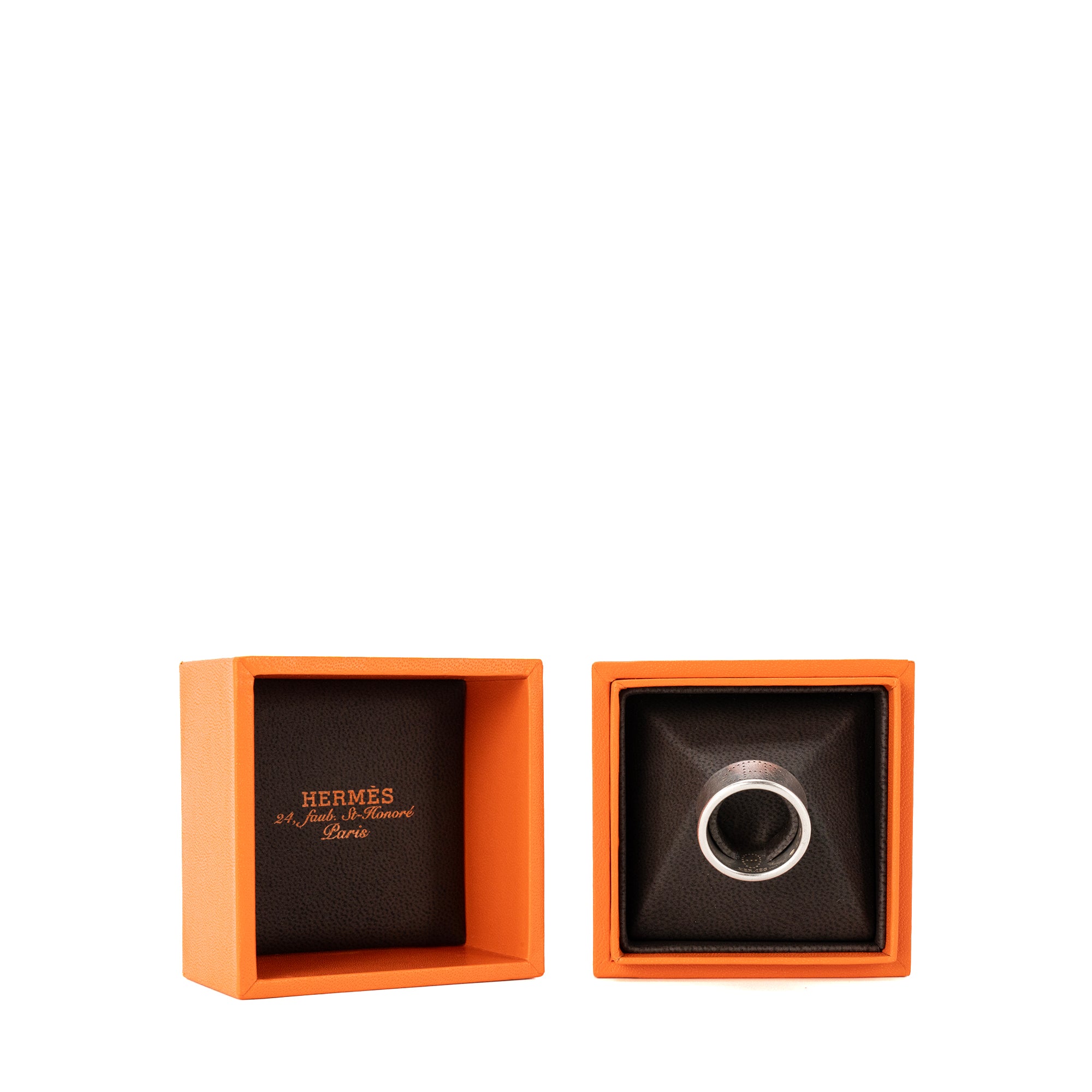 HERMÈS - Bague Eclipse Ruban grand modèle Hermès en argent (T56)