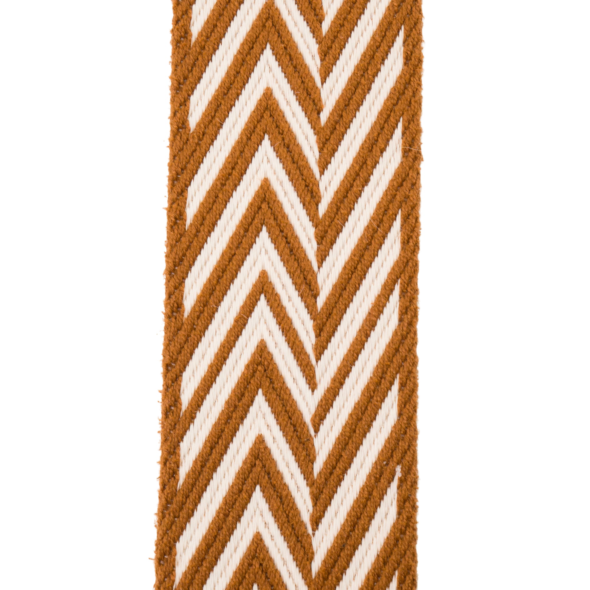HERMÈS - Bandoulière Sangle Zigzag 50mm Hermès en toile marron gold et blanche