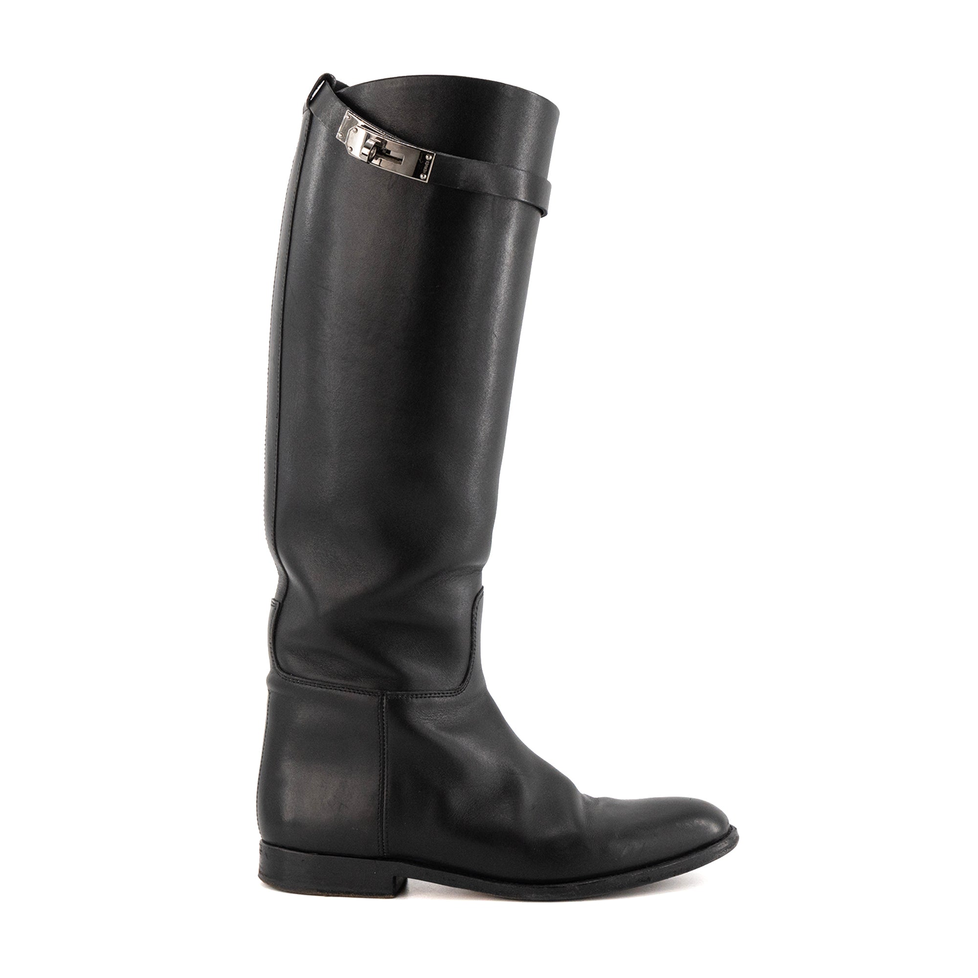 HERMÈS - Bottes Jumping Hermès en cuir lisse noir (T36)