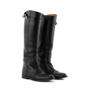 HERMÈS - Bottes Jumping Hermès en cuir lisse noir (T36)