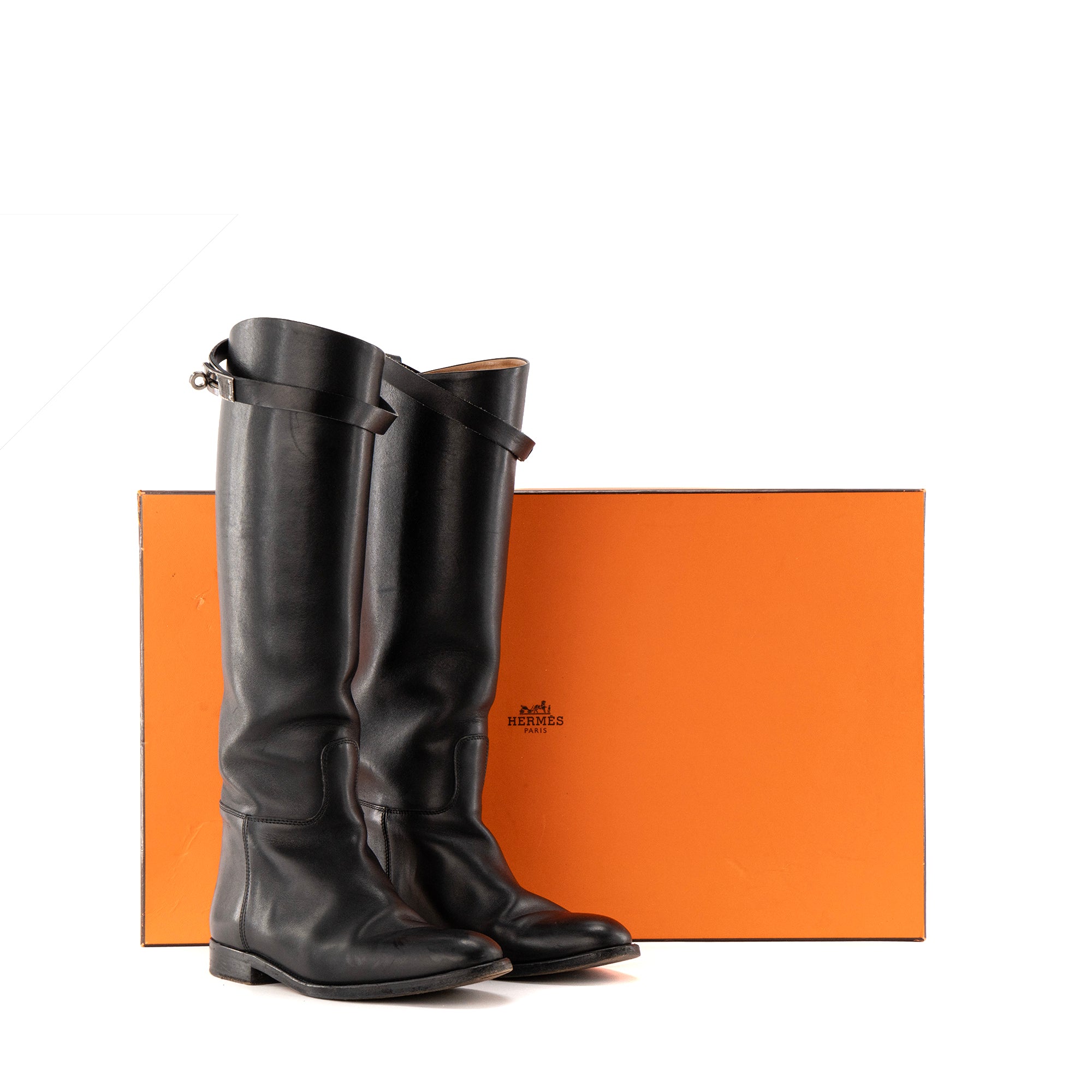 HERMÈS - Bottes Jumping Hermès en cuir lisse noir (T36)