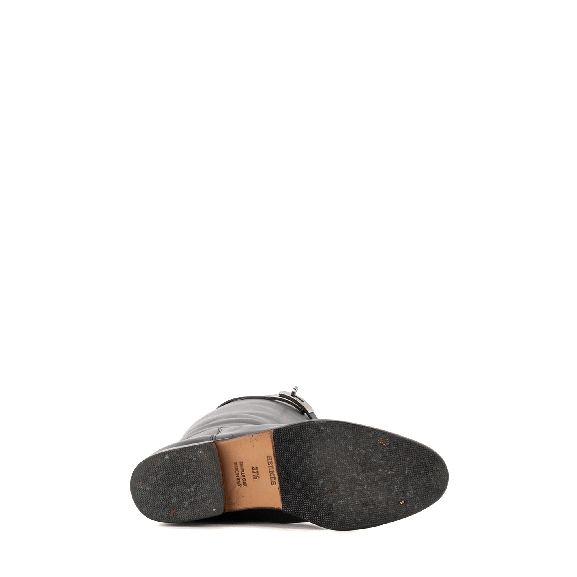 HERMÈS - Bottes Jumping Hermès en cuir lisse noir (T37,5)