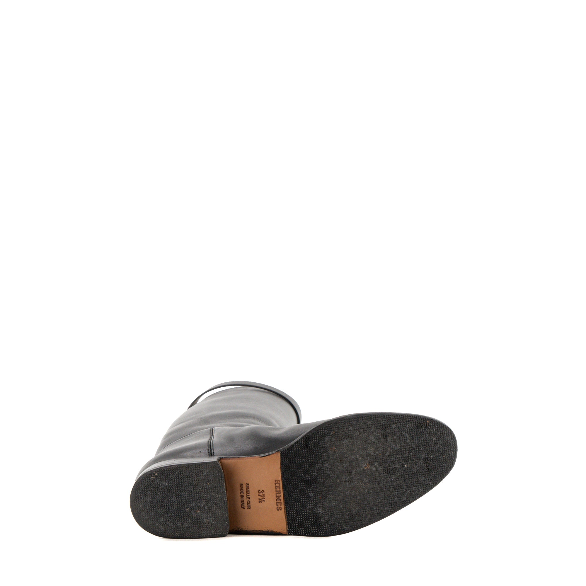HERMÈS - Bottes Jumping Hermès en cuir lisse noir (T37,5)
