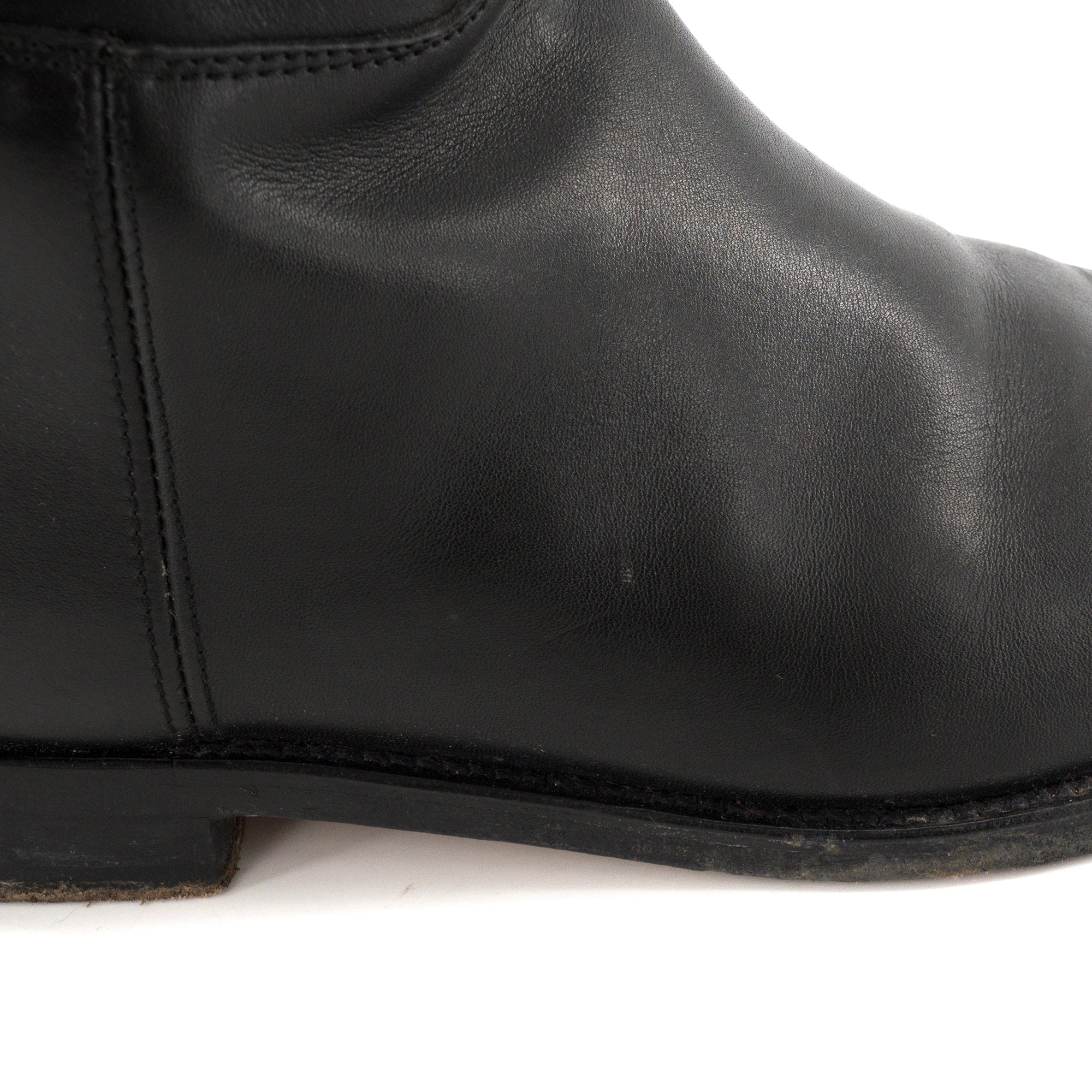 HERMÈS - Bottes Jumping Hermès en cuir lisse noir (T37)