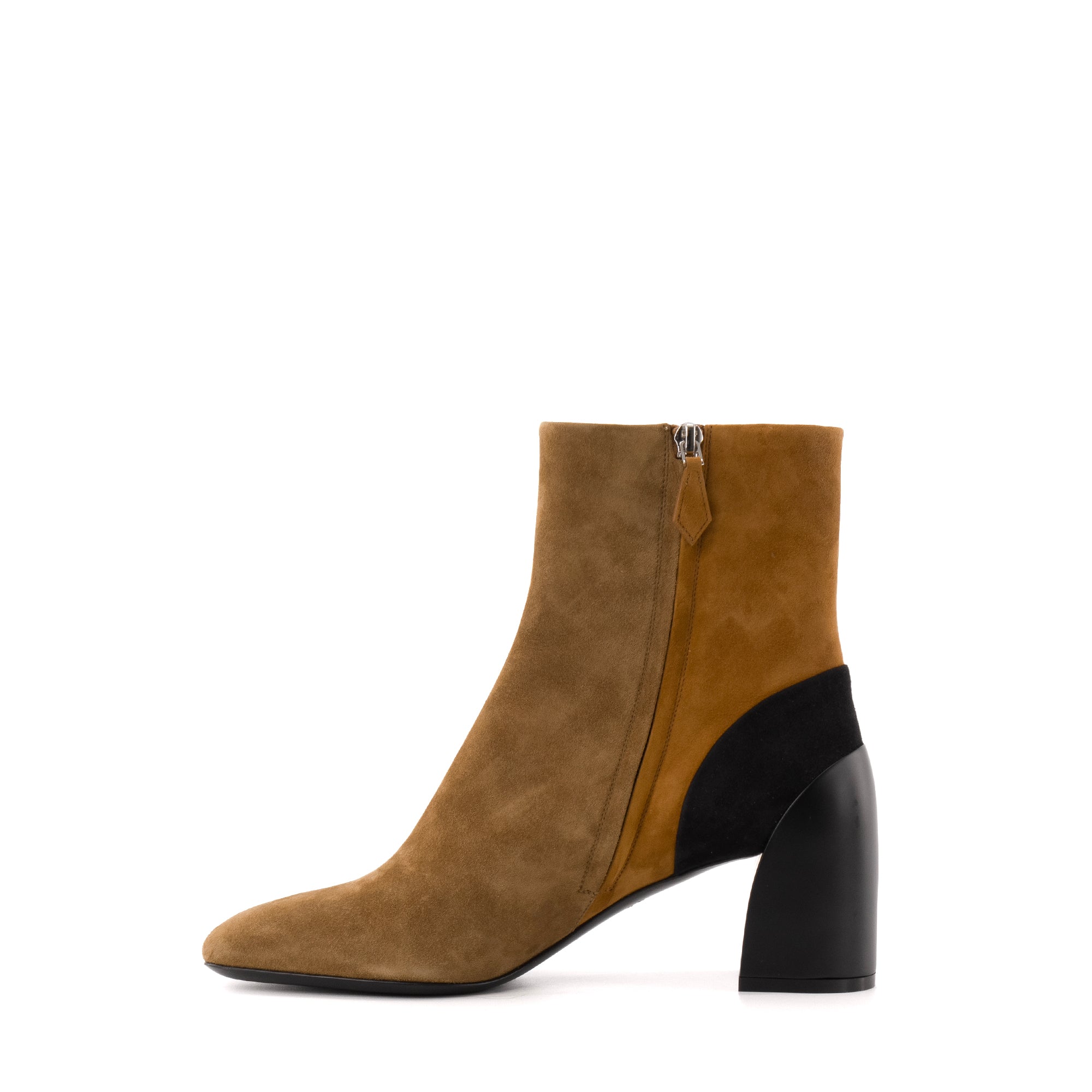 HERMÈS - Bottines Hermès en daim marron et noir (T37.5)