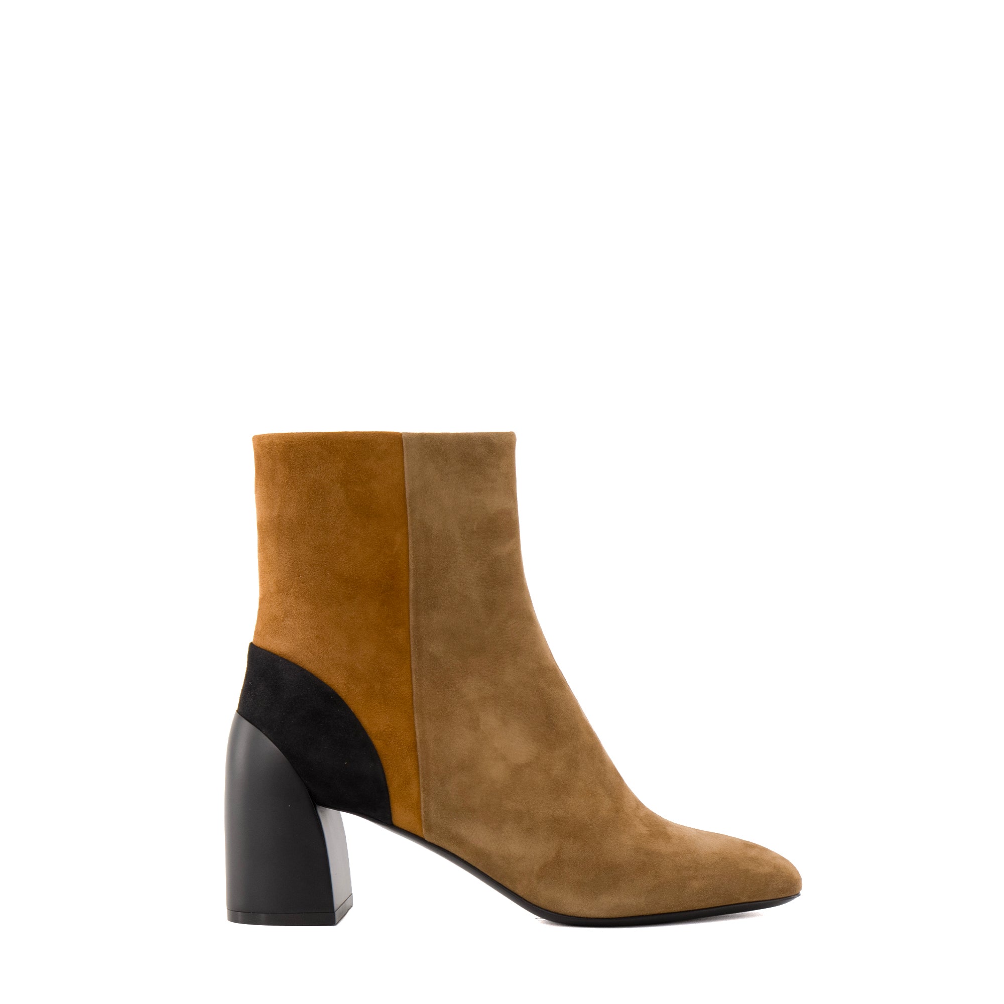 HERMÈS - Bottines Hermès en daim marron et noir (T37.5)