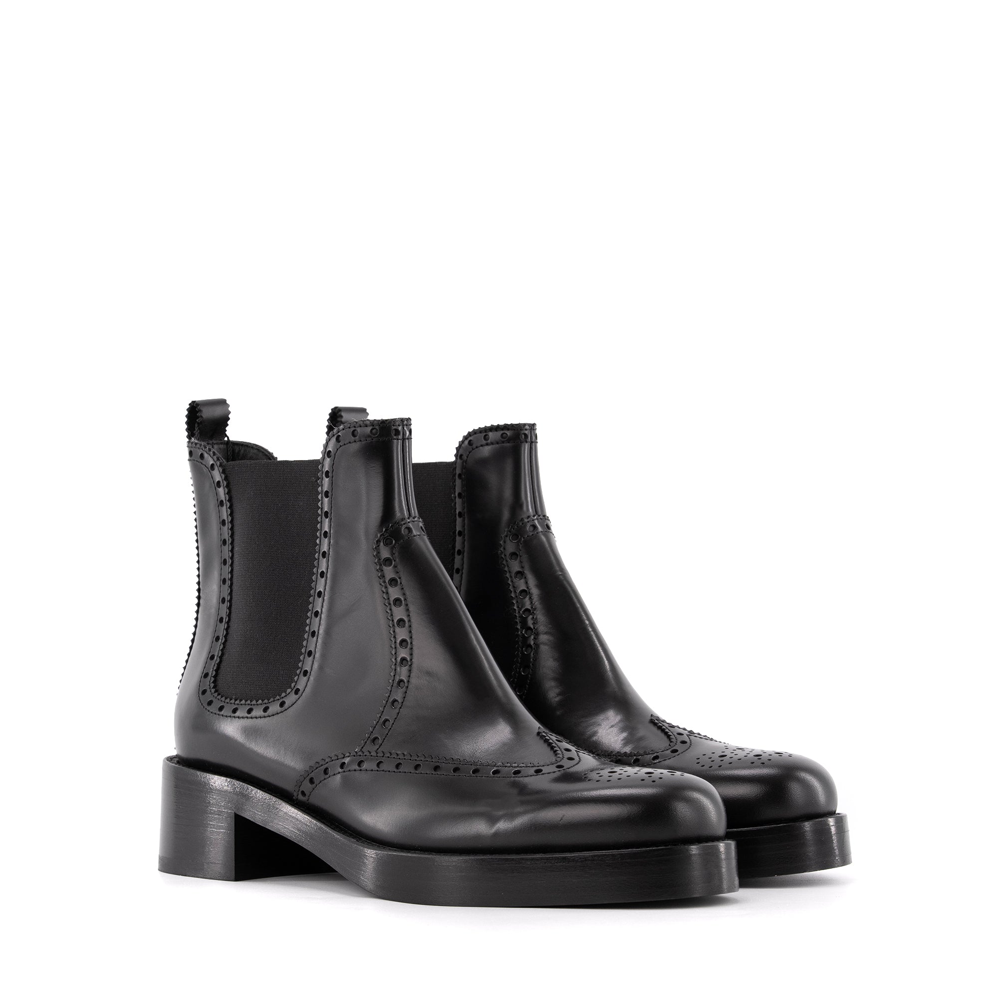 HERMÈS - Bottines Hill Hermès en cuir lisse noir (T39)