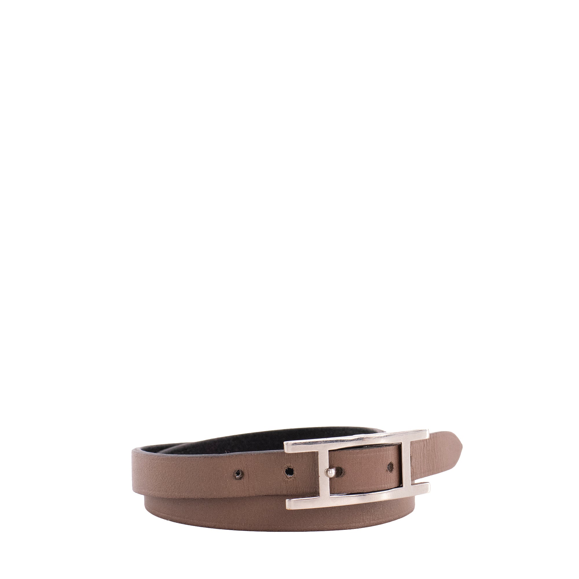 HERMÈS - Bracelet Behapi double tour réversible Hermès en cuir noir