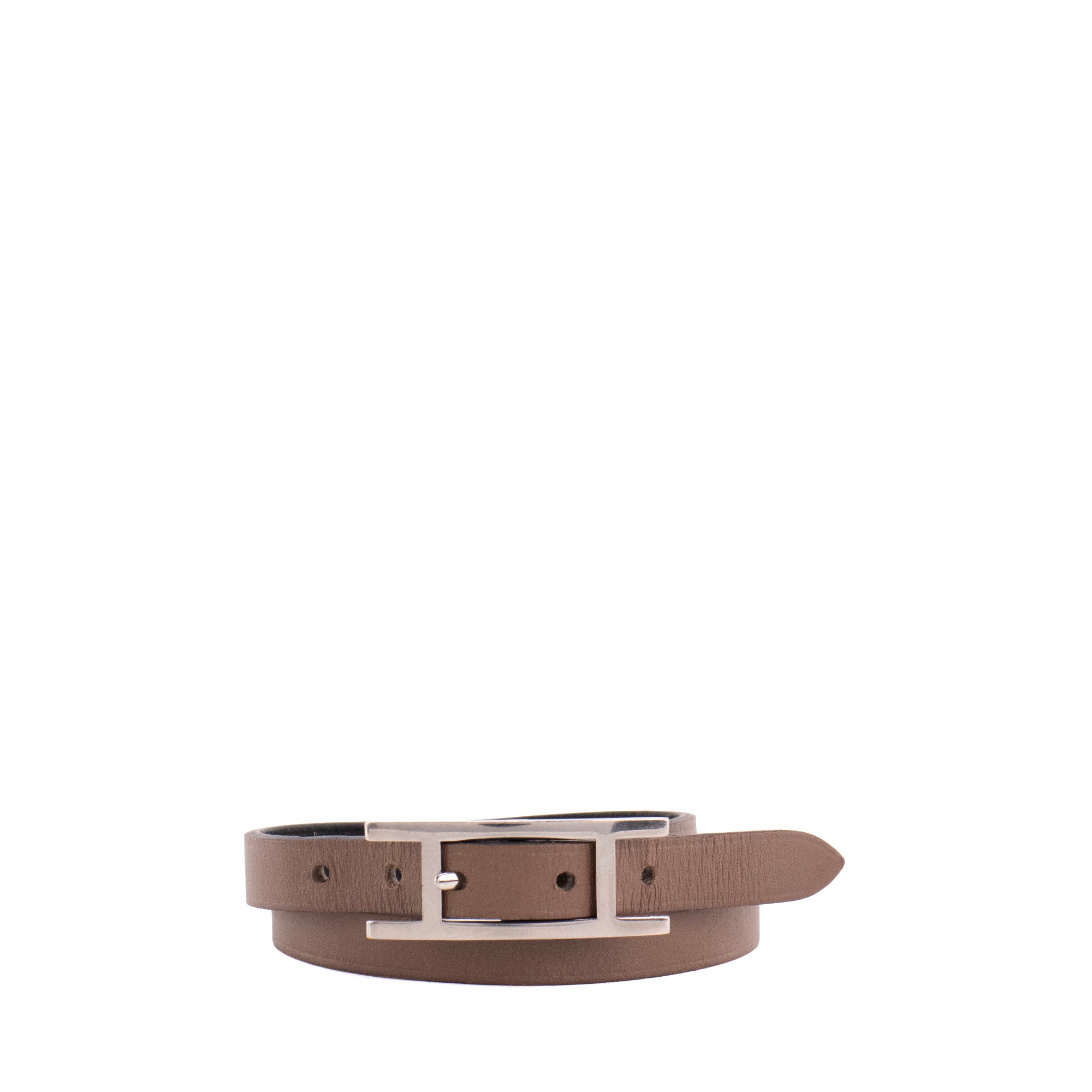 HERMÈS - Bracelet Behapi double tour réversible Hermès en cuir noir