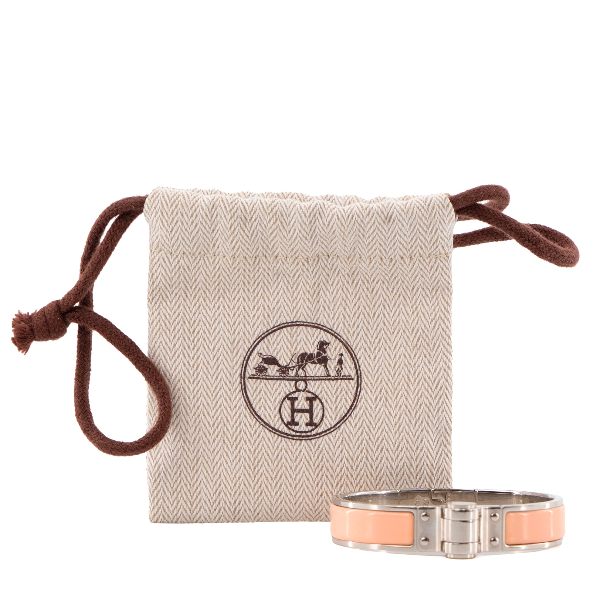 HERMÈS - Bracelet Charnière Chanel en émail saumon (T1)