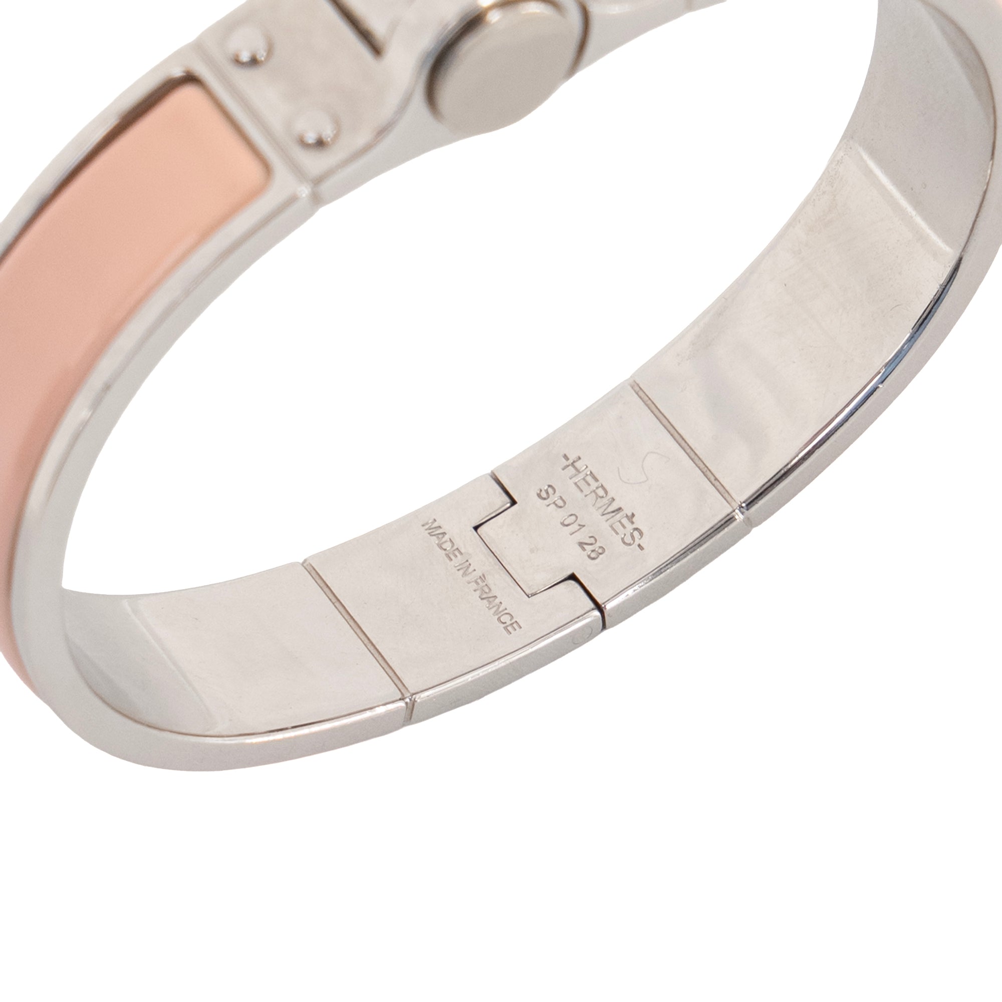 HERMÈS - Bracelet Charnière Chanel en émail saumon (T1)