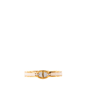 HERMÈS - Bracelet Clic Chaîne d'Ancre mini Hermès en métal bicolore et émail beige