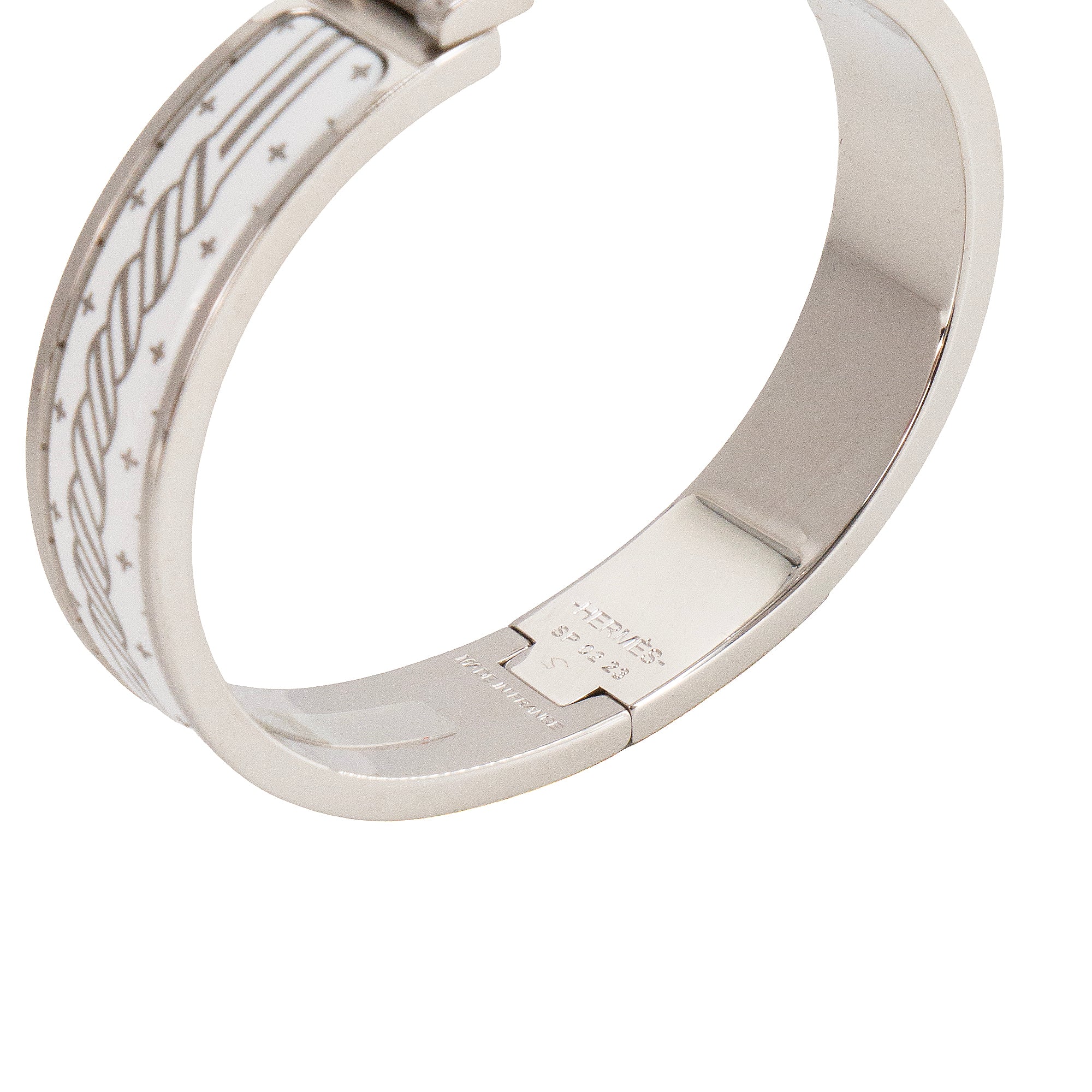 HERMÈS - Bracelet Clic H Cliquetis Hermès en émail blanc