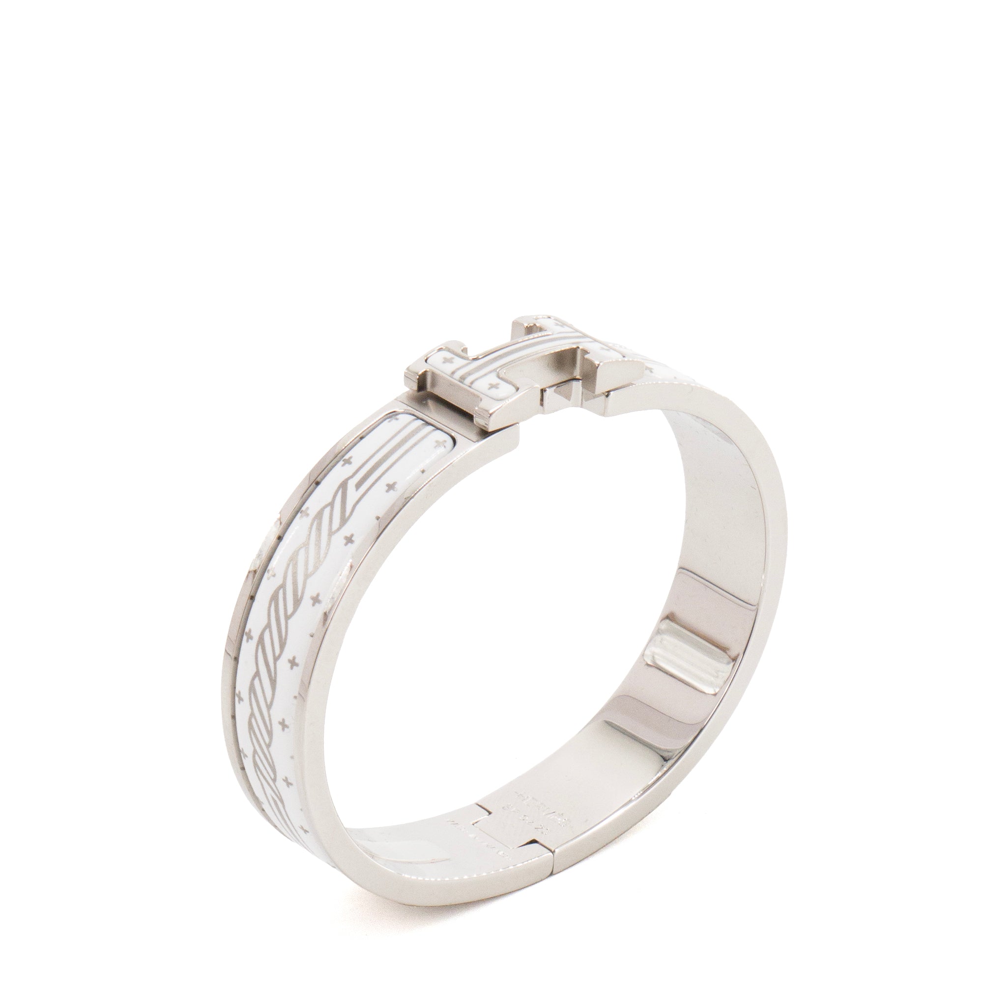 HERMÈS - Bracelet Clic H Cliquetis Hermès en émail blanc