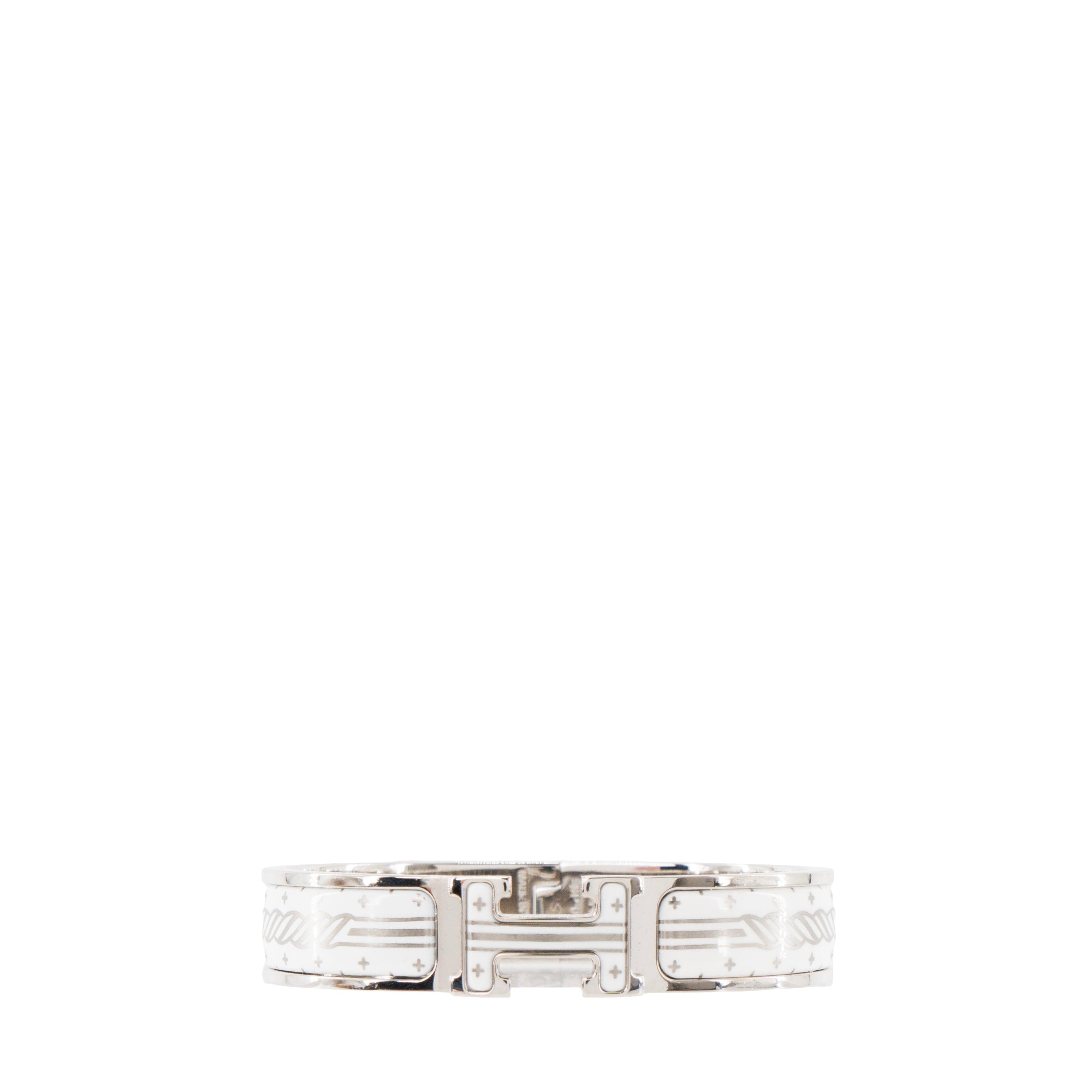 HERMÈS - Bracelet Clic H Cliquetis Hermès en émail blanc