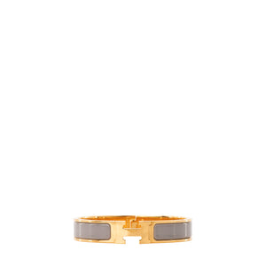 HERMÈS - Bracelet Clic H Hermès en émail gris (PM)