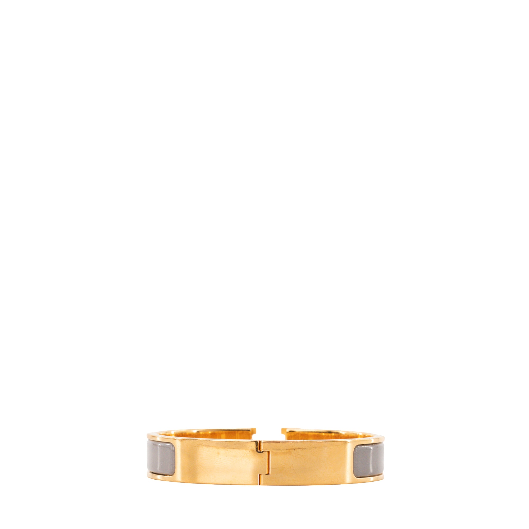 HERMÈS - Bracelet Clic H Hermès en émail gris (PM)