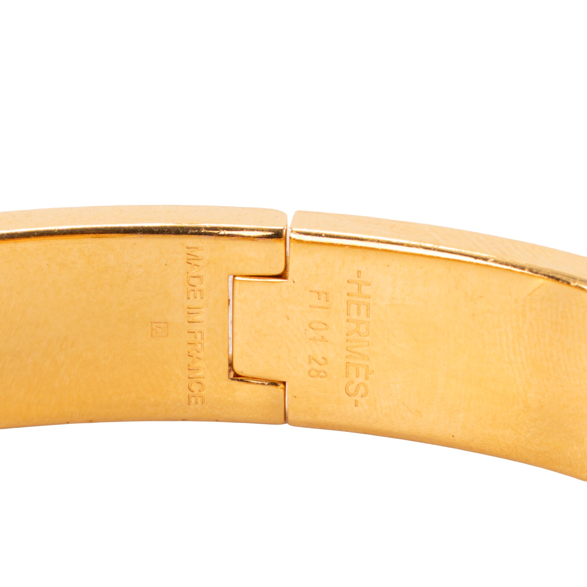 HERMÈS - Bracelet Clic H Hermès en émail gris (PM)