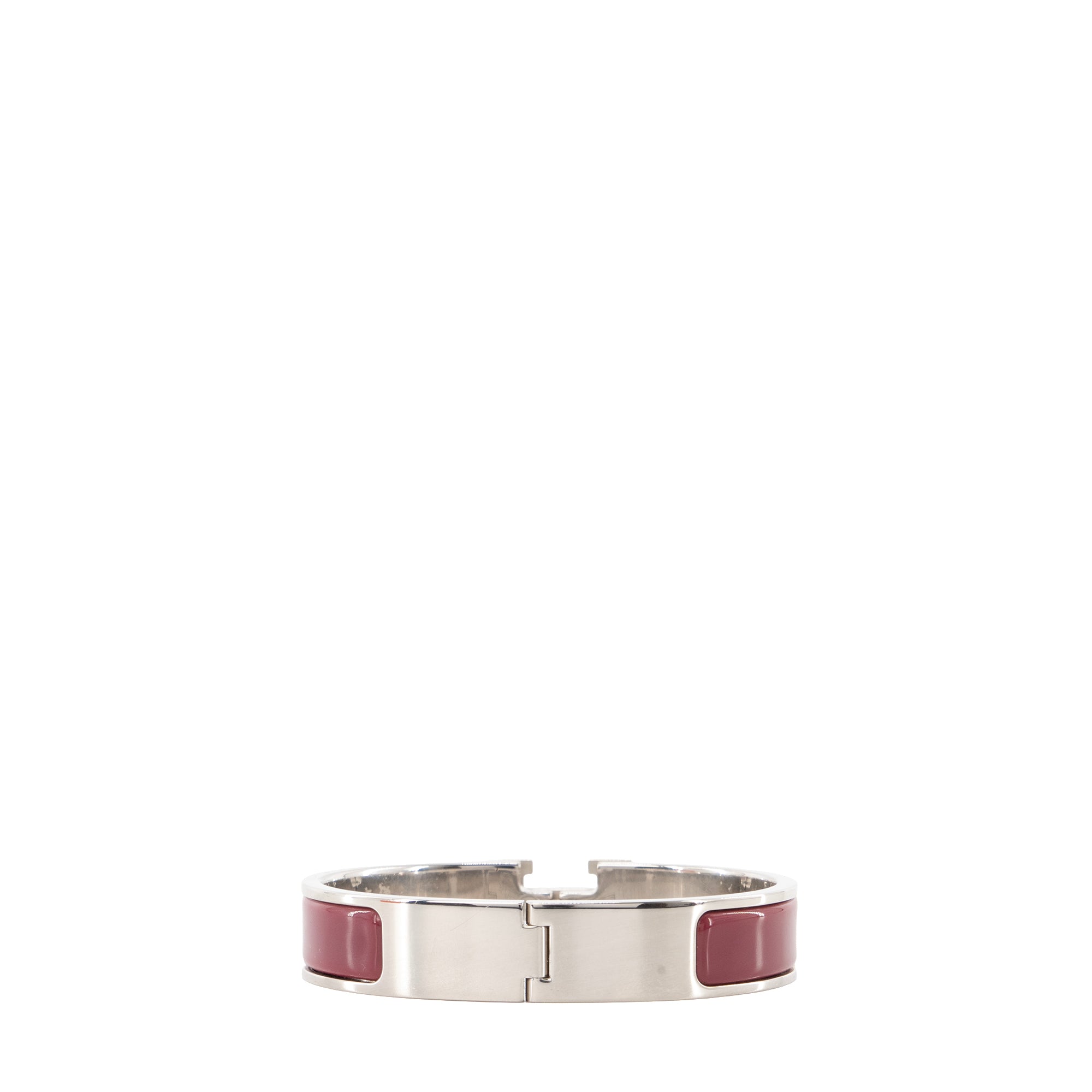 HERMÈS - Bracelet Clic H Hermès en émail prune (T1)