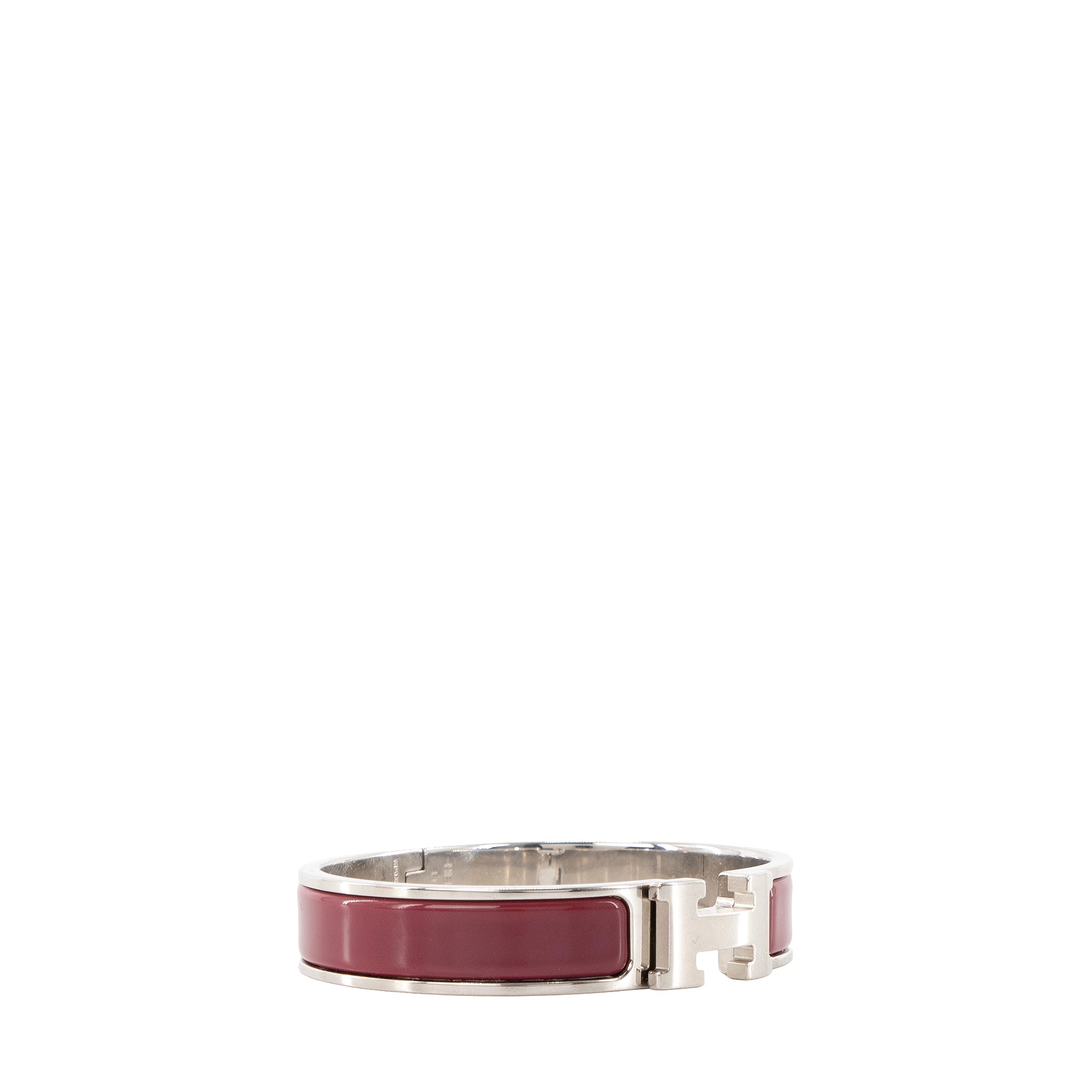HERMÈS - Bracelet Clic H Hermès en émail prune (T1)