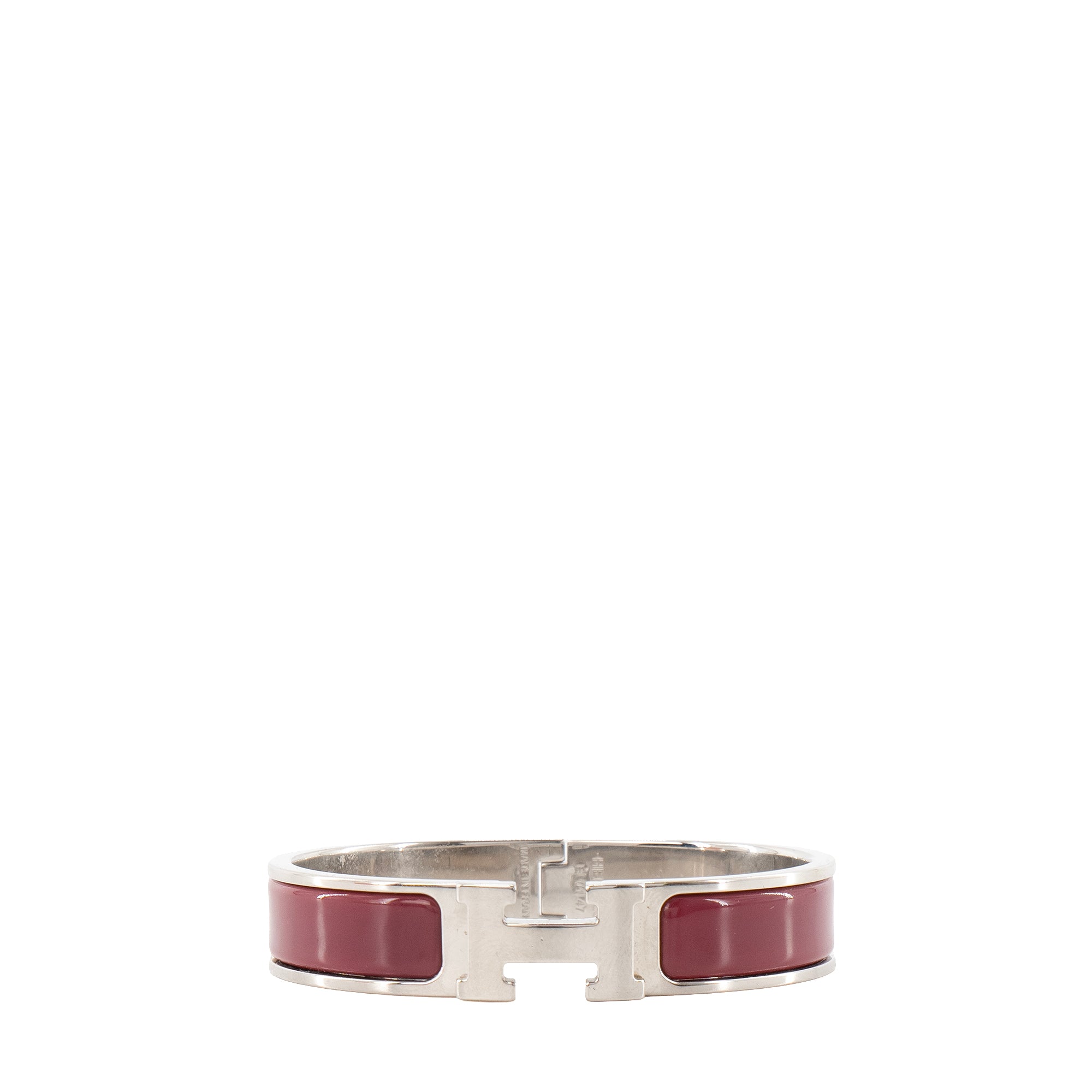 HERMÈS - Bracelet Clic H Hermès en émail prune (T1)