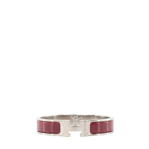 HERMÈS - Bracelet Clic H Hermès en émail prune (T1)