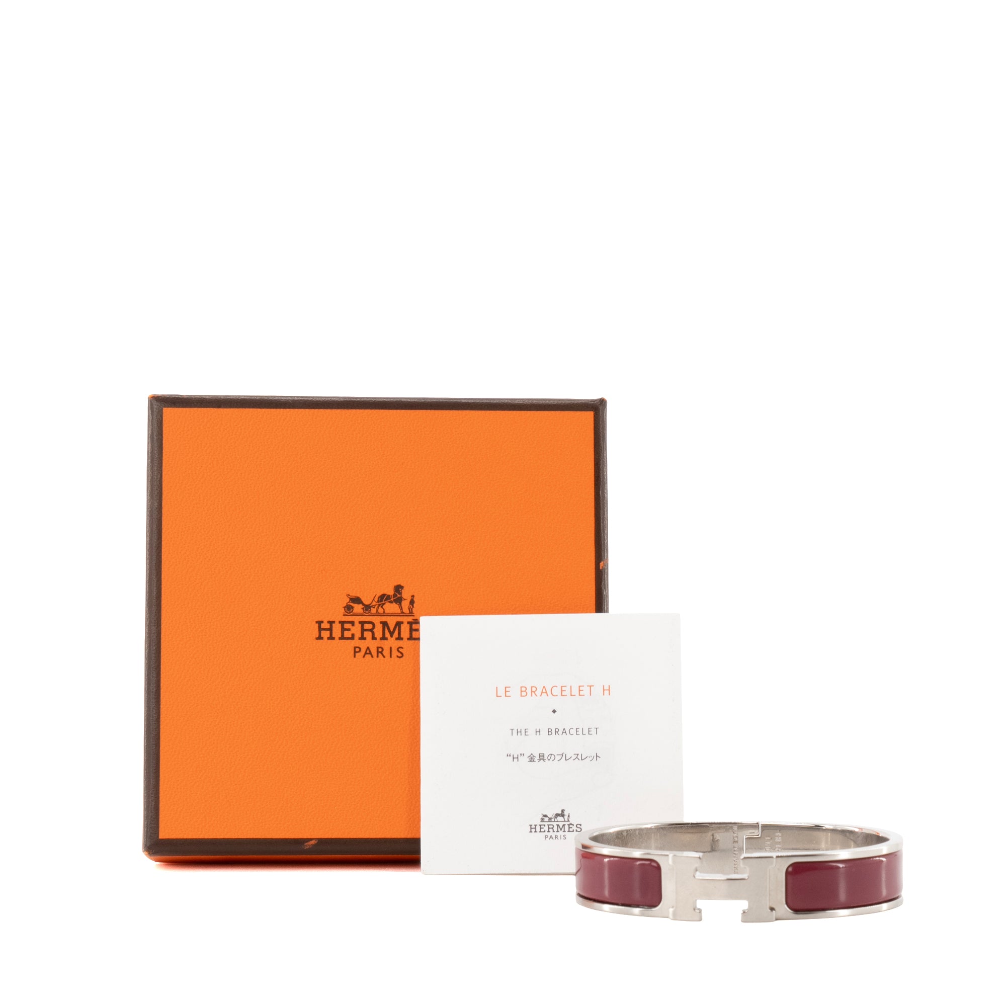 HERMÈS - Bracelet Clic H Hermès en émail prune (T1)