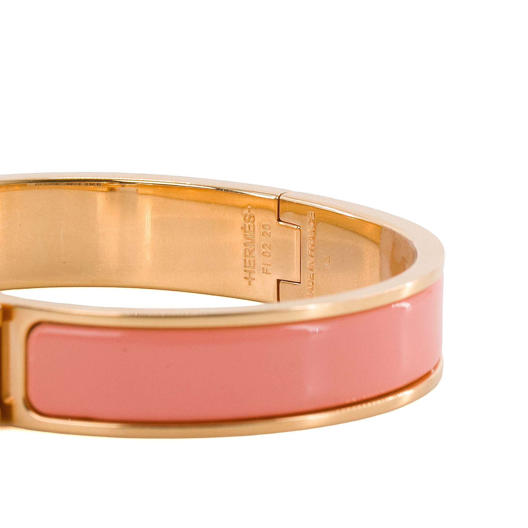 HERMÈS - Bracelet Clic H Hermès en émail rose saumon