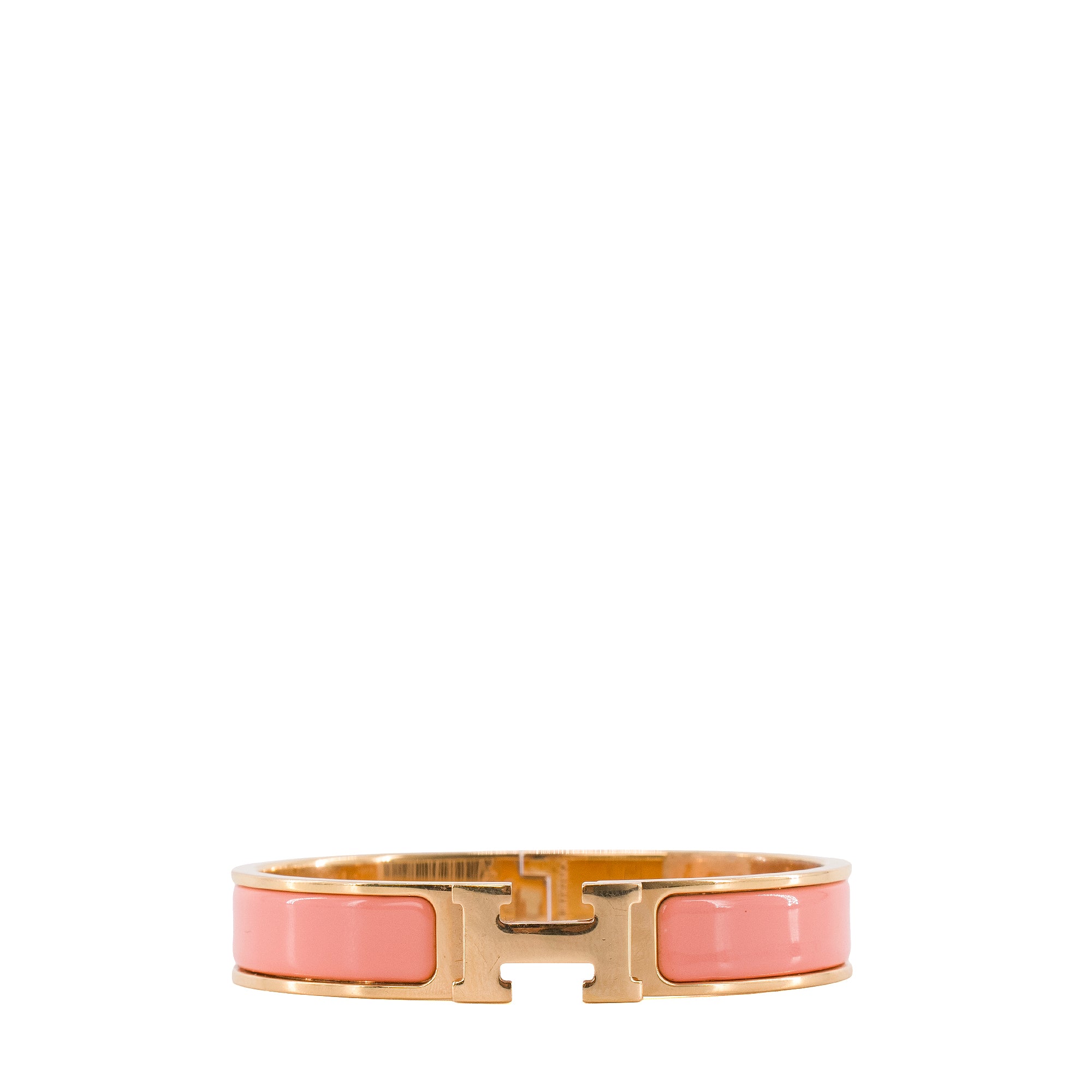 HERMÈS - Bracelet Clic H Hermès en émail rose saumon