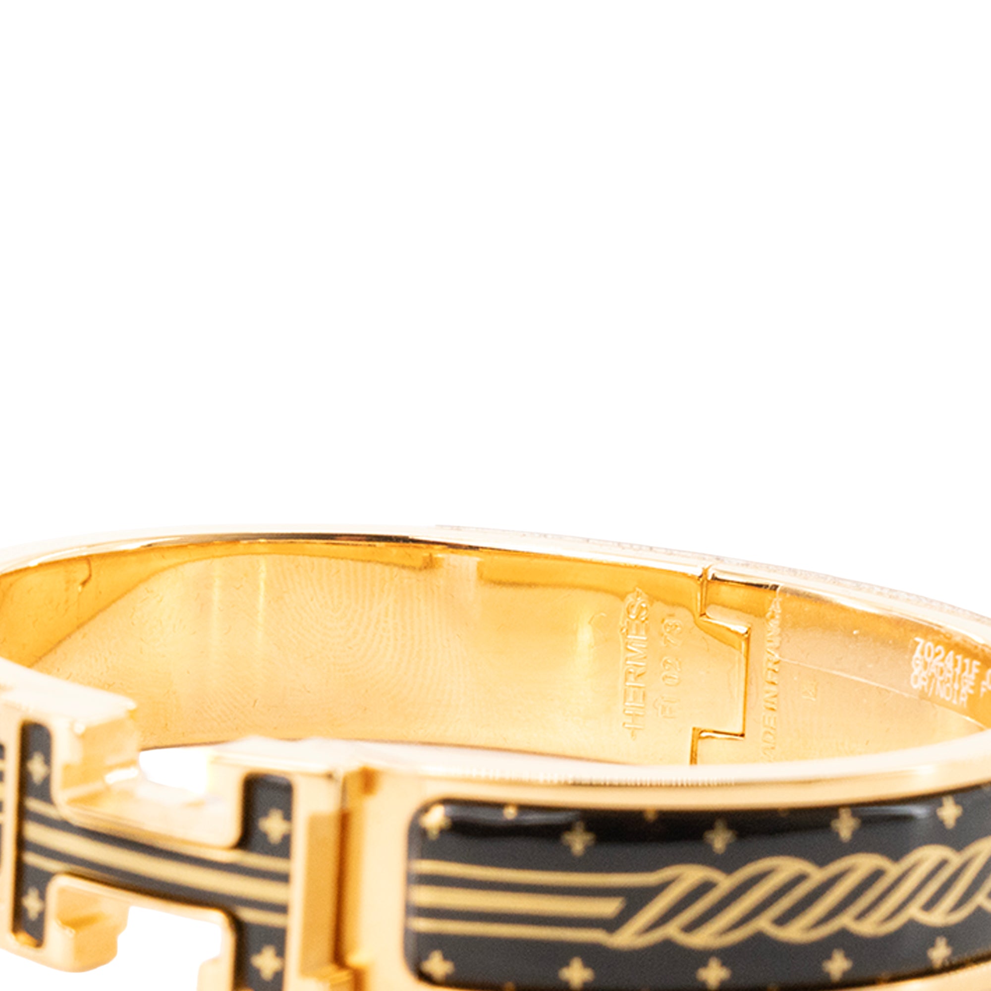 HERMÈS - Bracelet Clic H Quadrige Hermès en émail or et noir