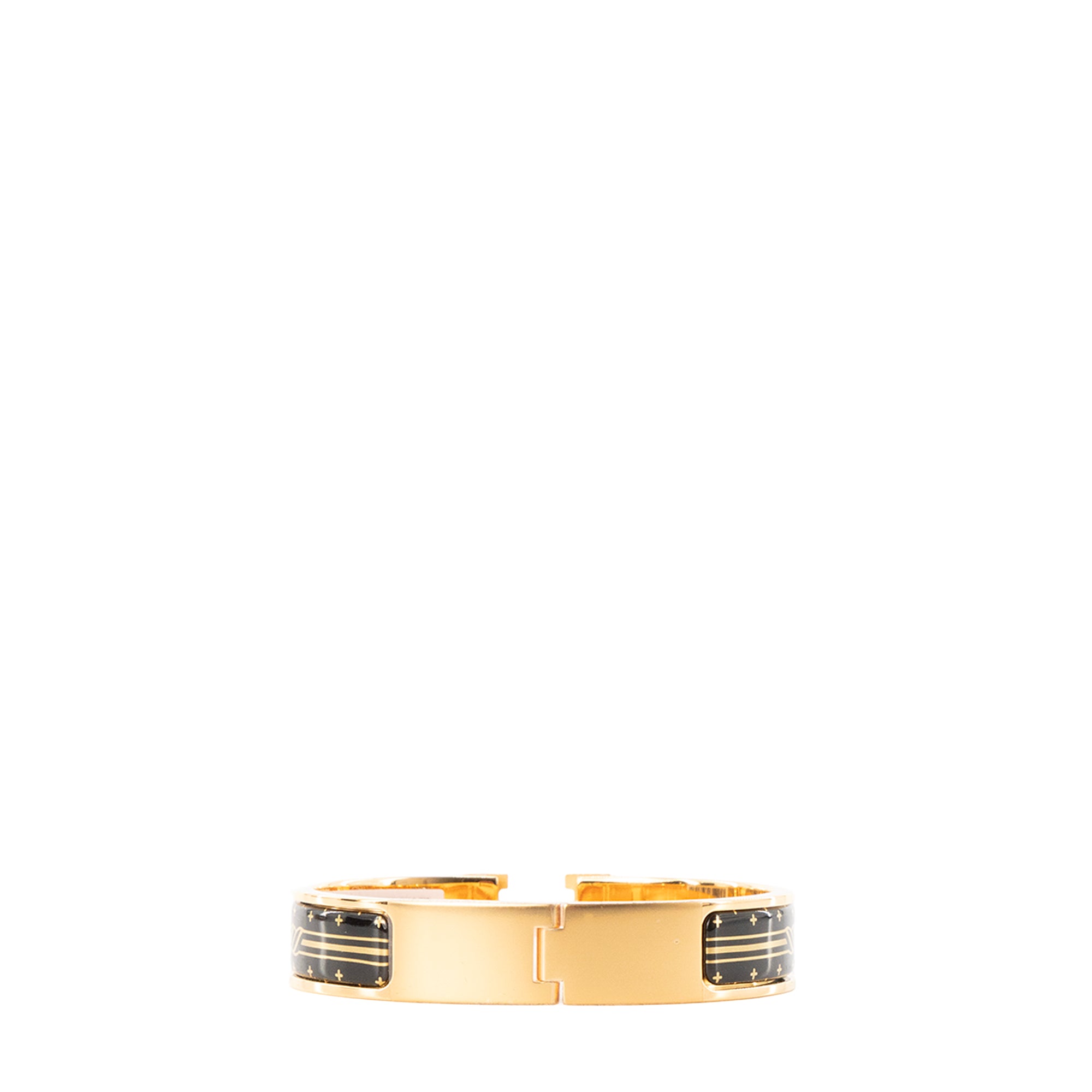 HERMÈS - Bracelet Clic H Quadrige Hermès en émail or et noir