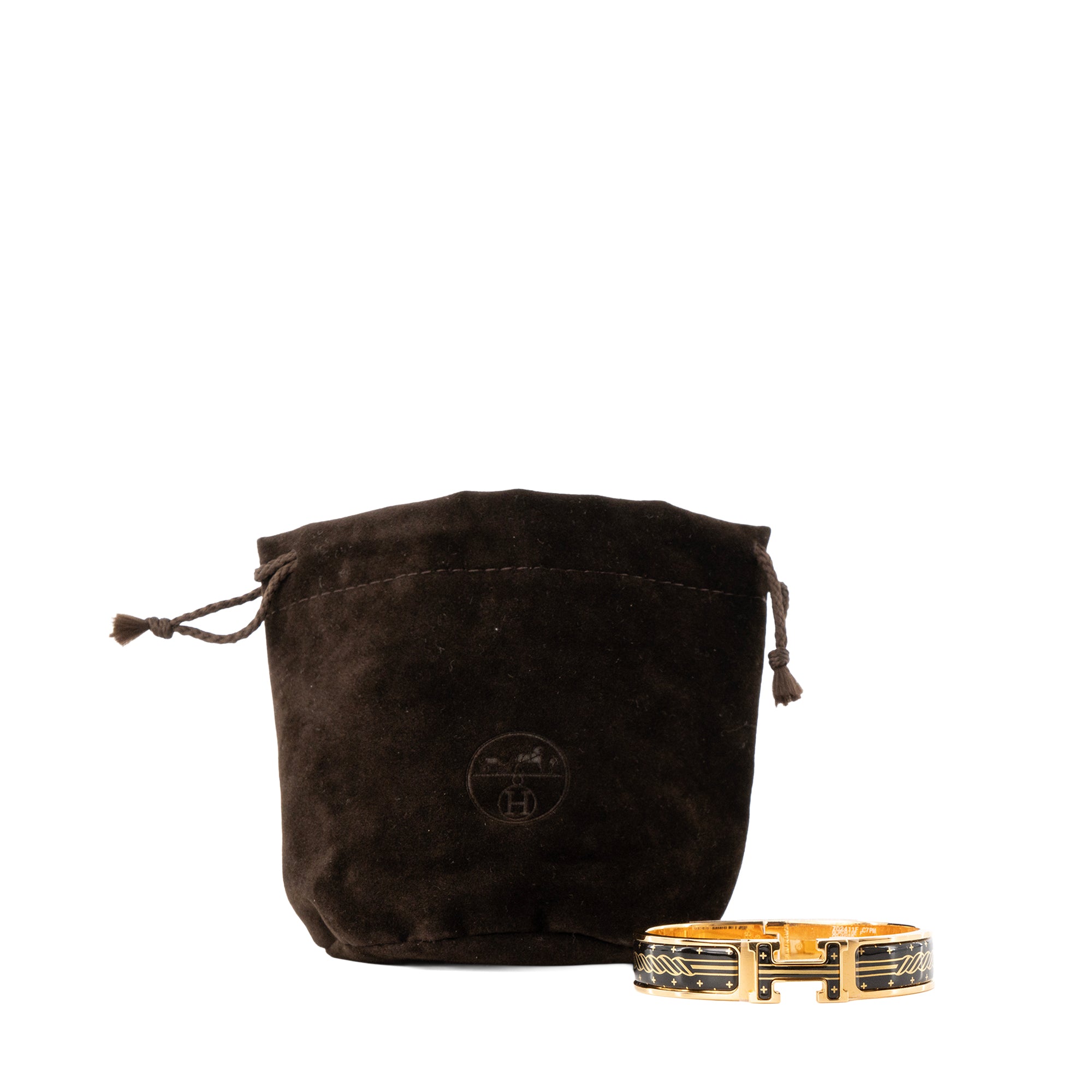 HERMÈS - Bracelet Clic H Quadrige Hermès en émail or et noir